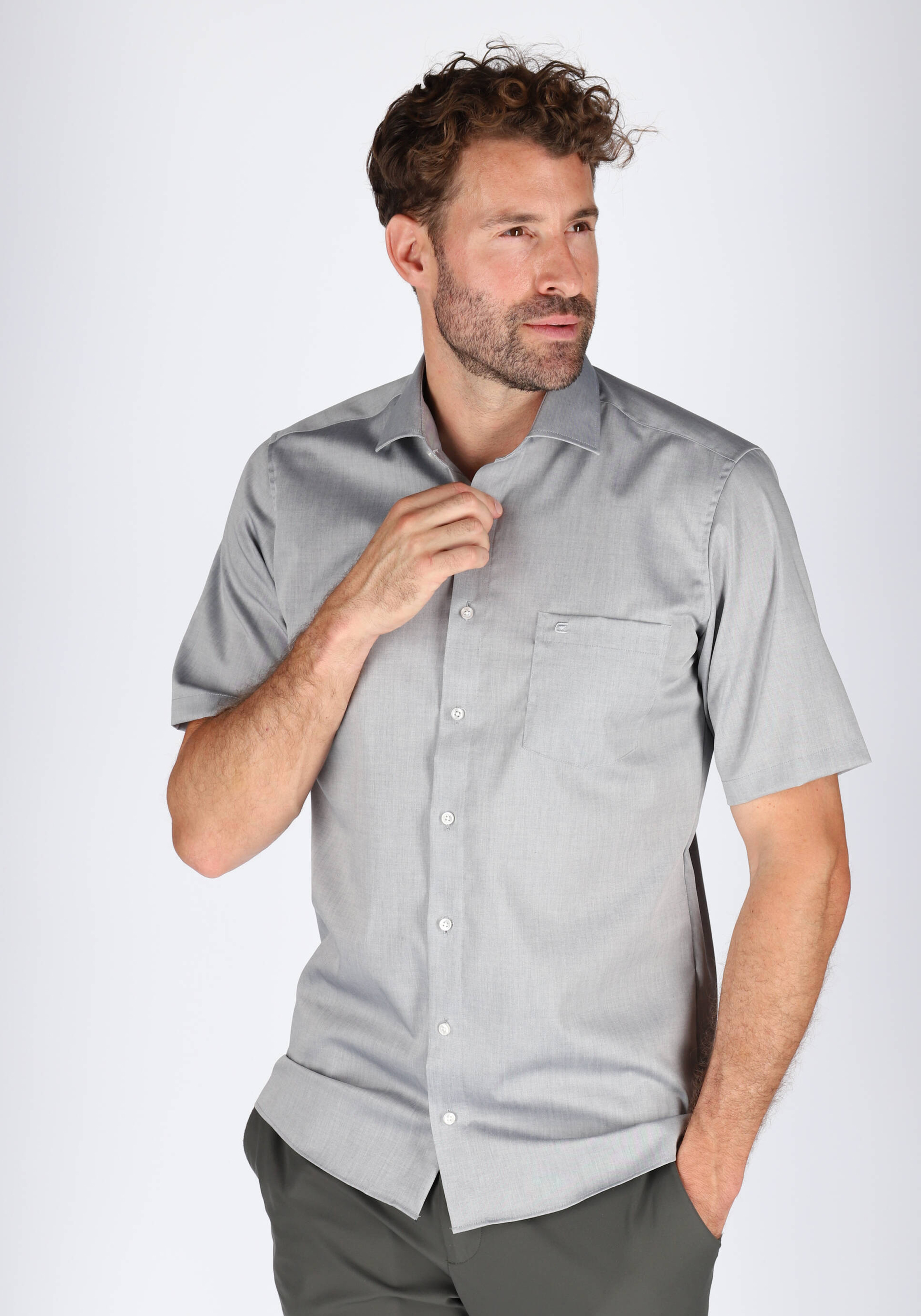 CASA MODA modern fit overhemd, korte mouw, grijs
