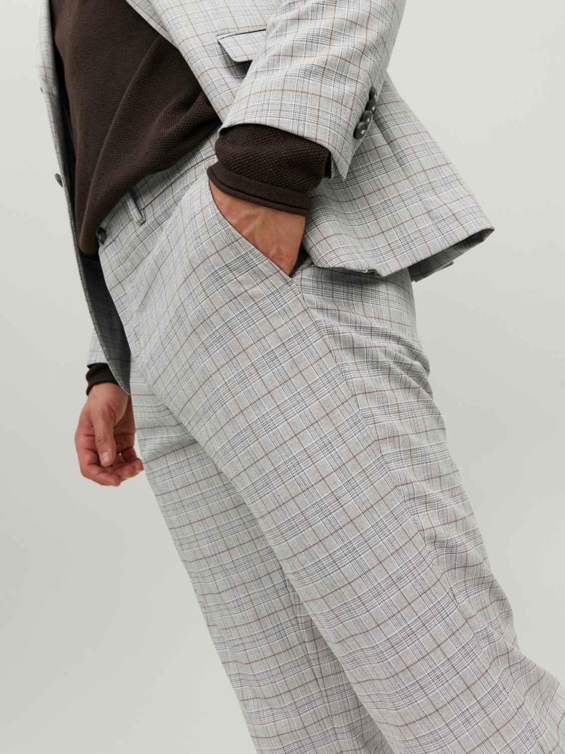 JACK & JONES Solaris Check Trouser loose fit, heren pantalon, grijs