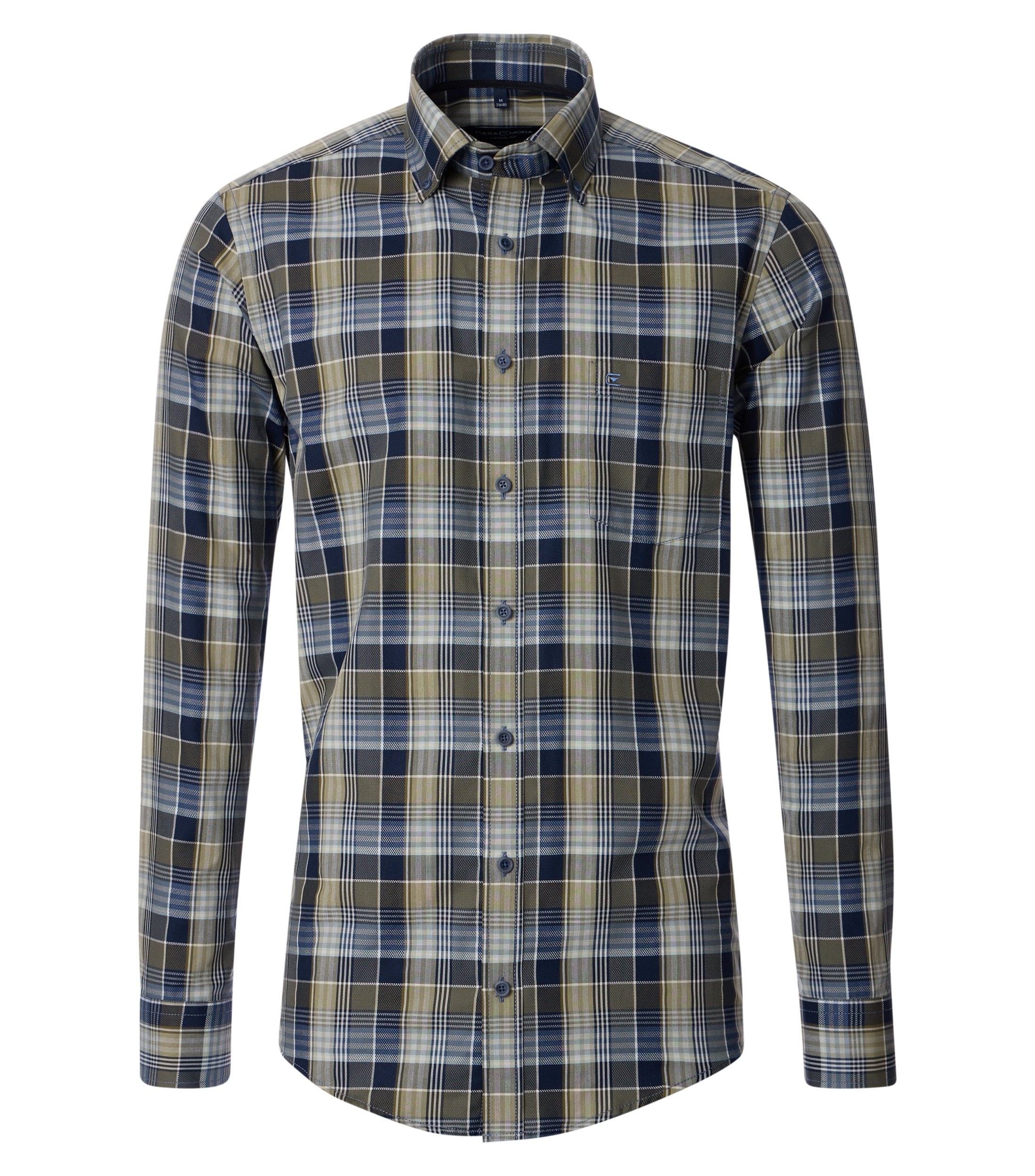 CASA MODA Sport casual fit overhemd, dobby, groen geruit - 444309900-300