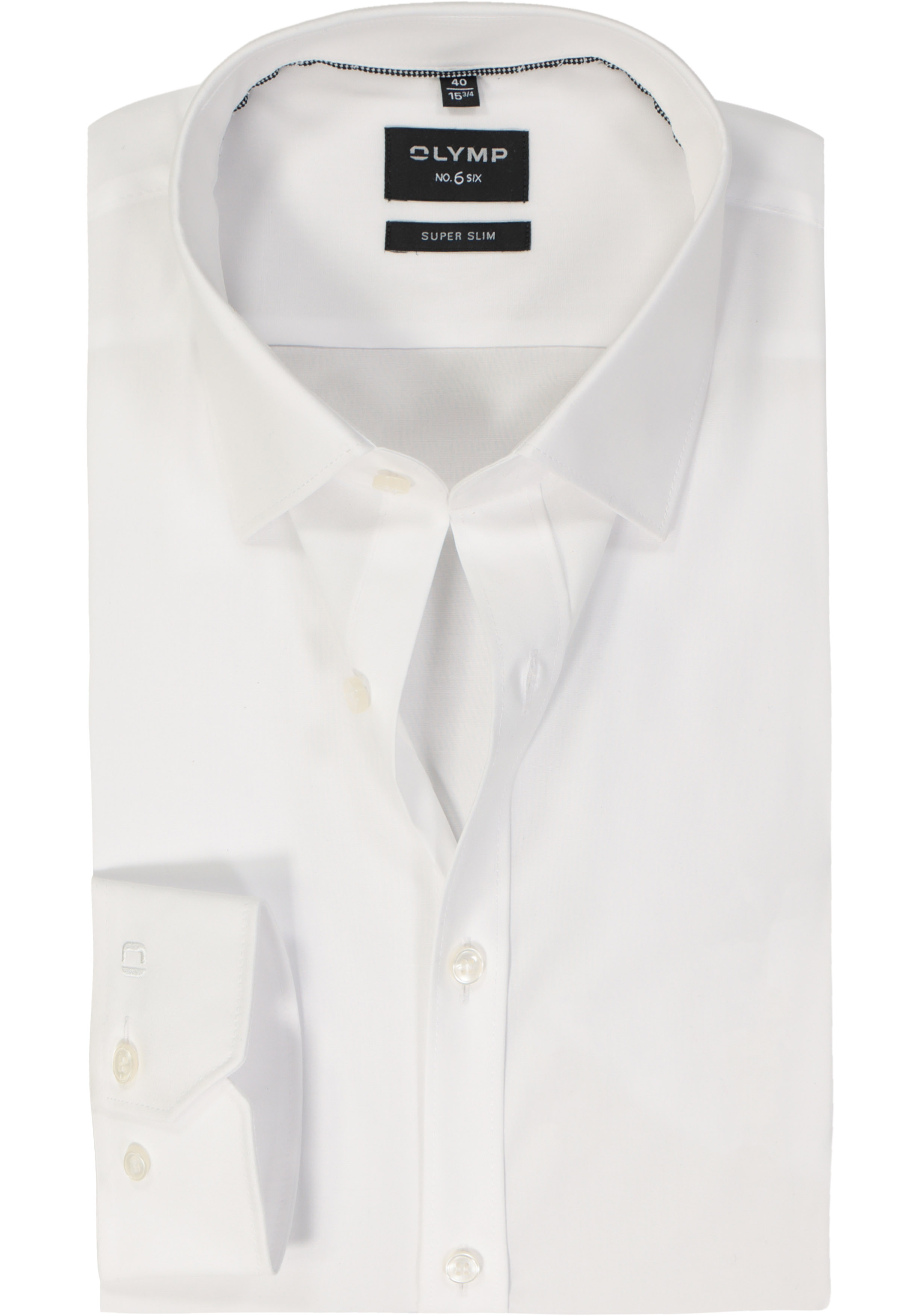 OLYMP No. Six super slim fit overhemd, mouwlengte 7, wit     