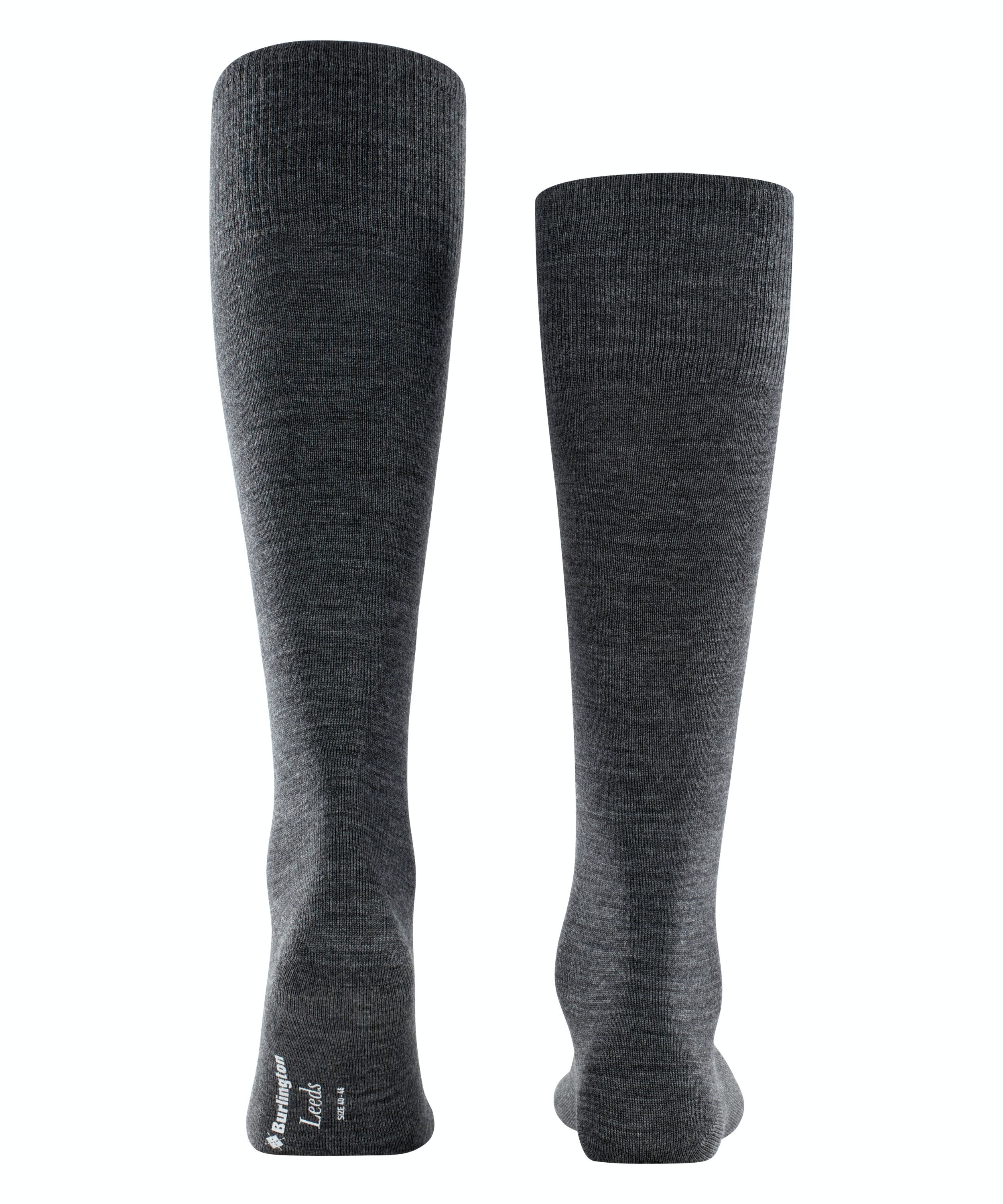 Burlington Leeds heren kniekousen, grijs (asphalt mel.)