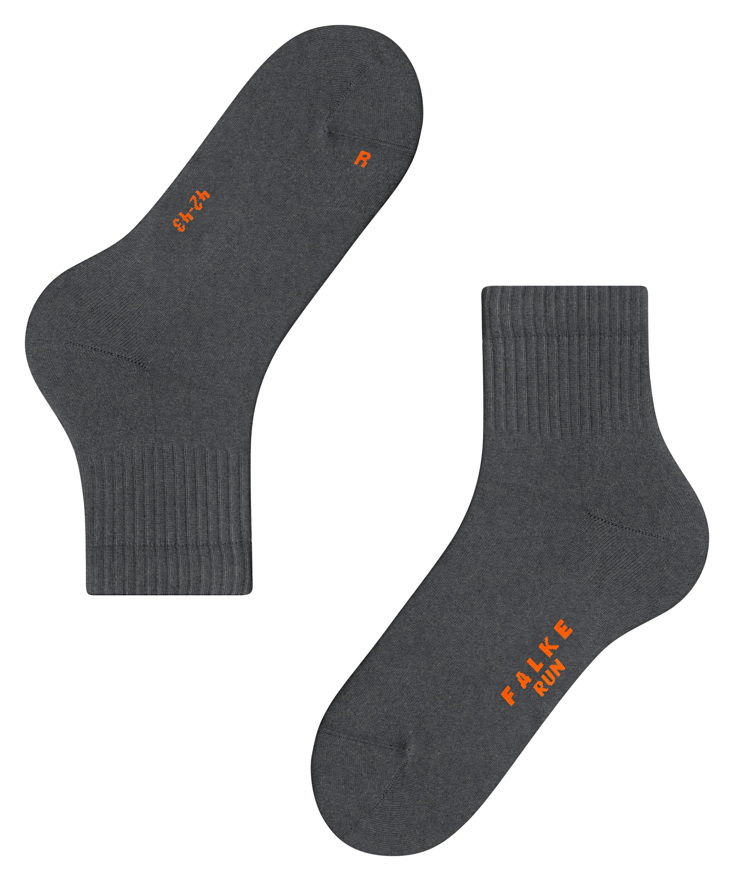 FALKE Run Rib unisex sokken kort, donkergrijs (dark grey)