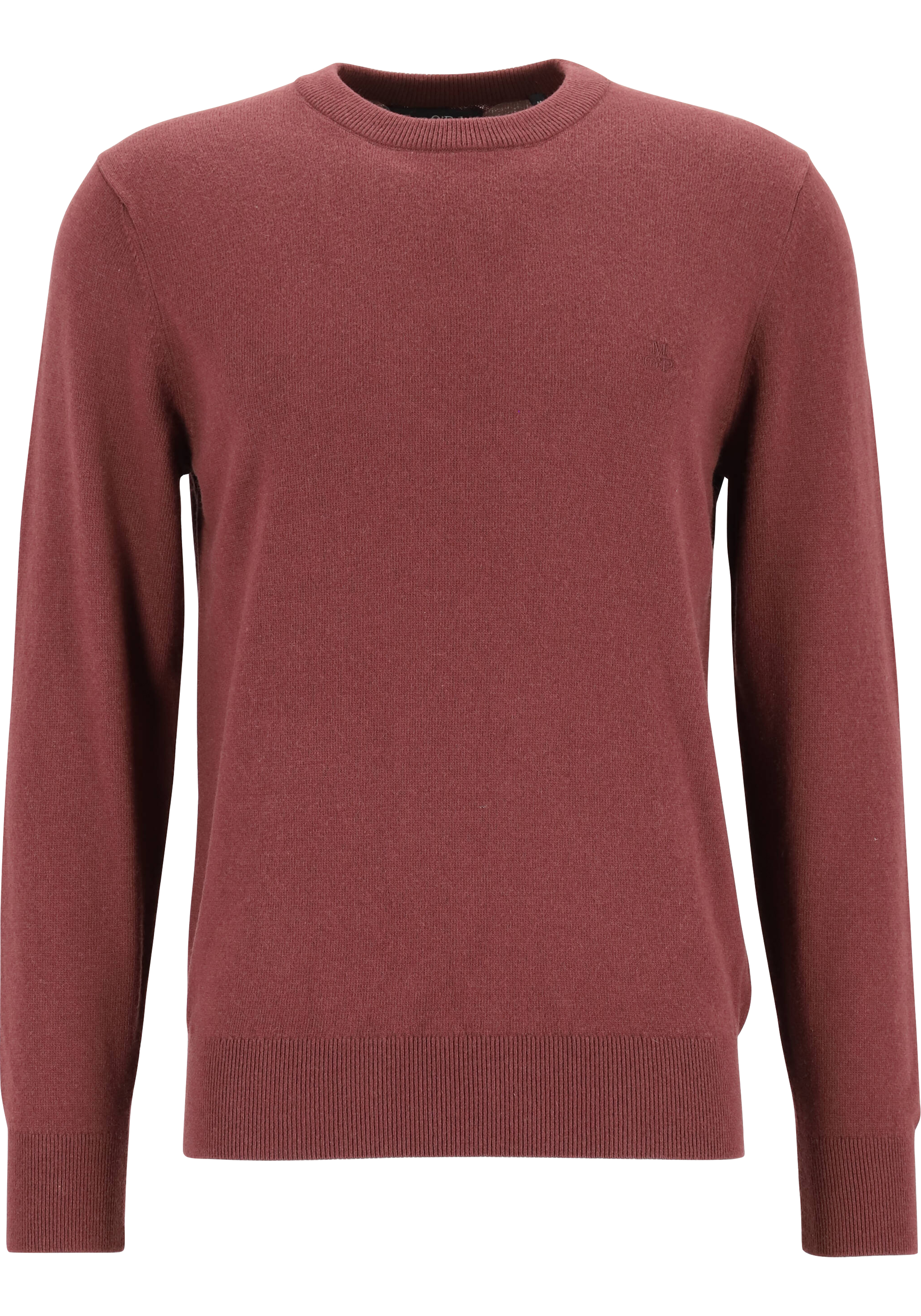 Marc O'Polo regular fit pullover, heren trui wol- met katoenmengsel met O-hals, bordeauxrood (middeldik)