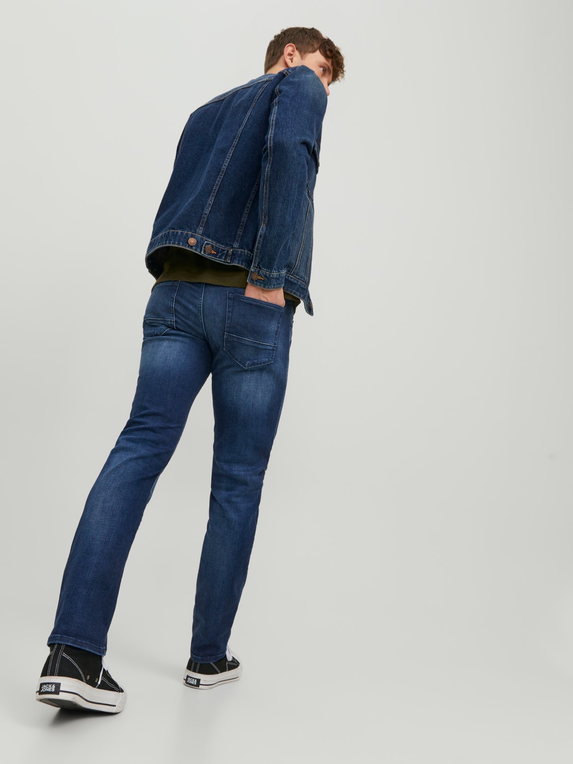 JACK & JONES Glenn Fox Jos loose fit, heren jeans, denimblauw