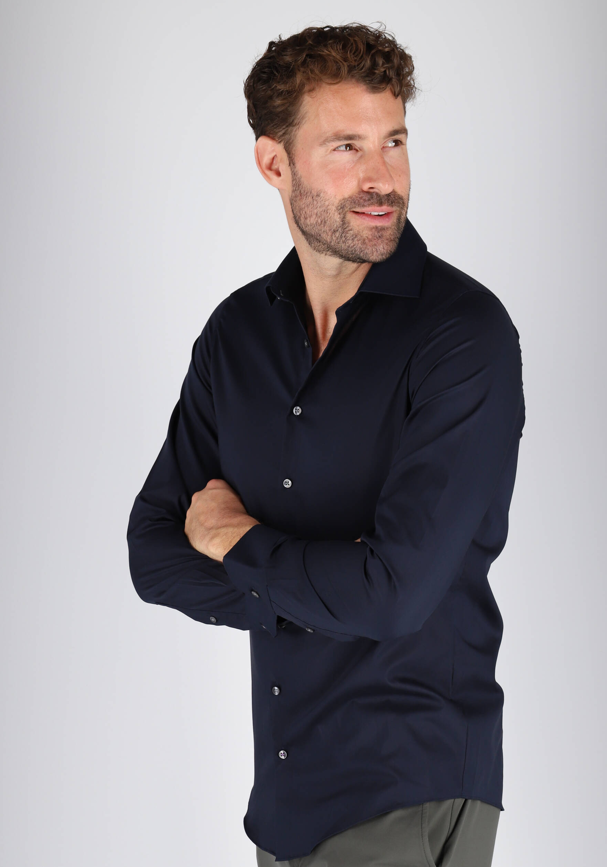 Redmond slim fit overhemd, nacht blauw