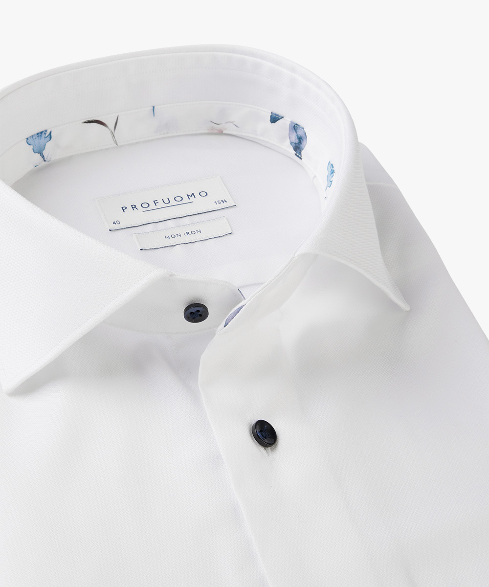 Profuomo slim fit heren overhemd, dobby, wit