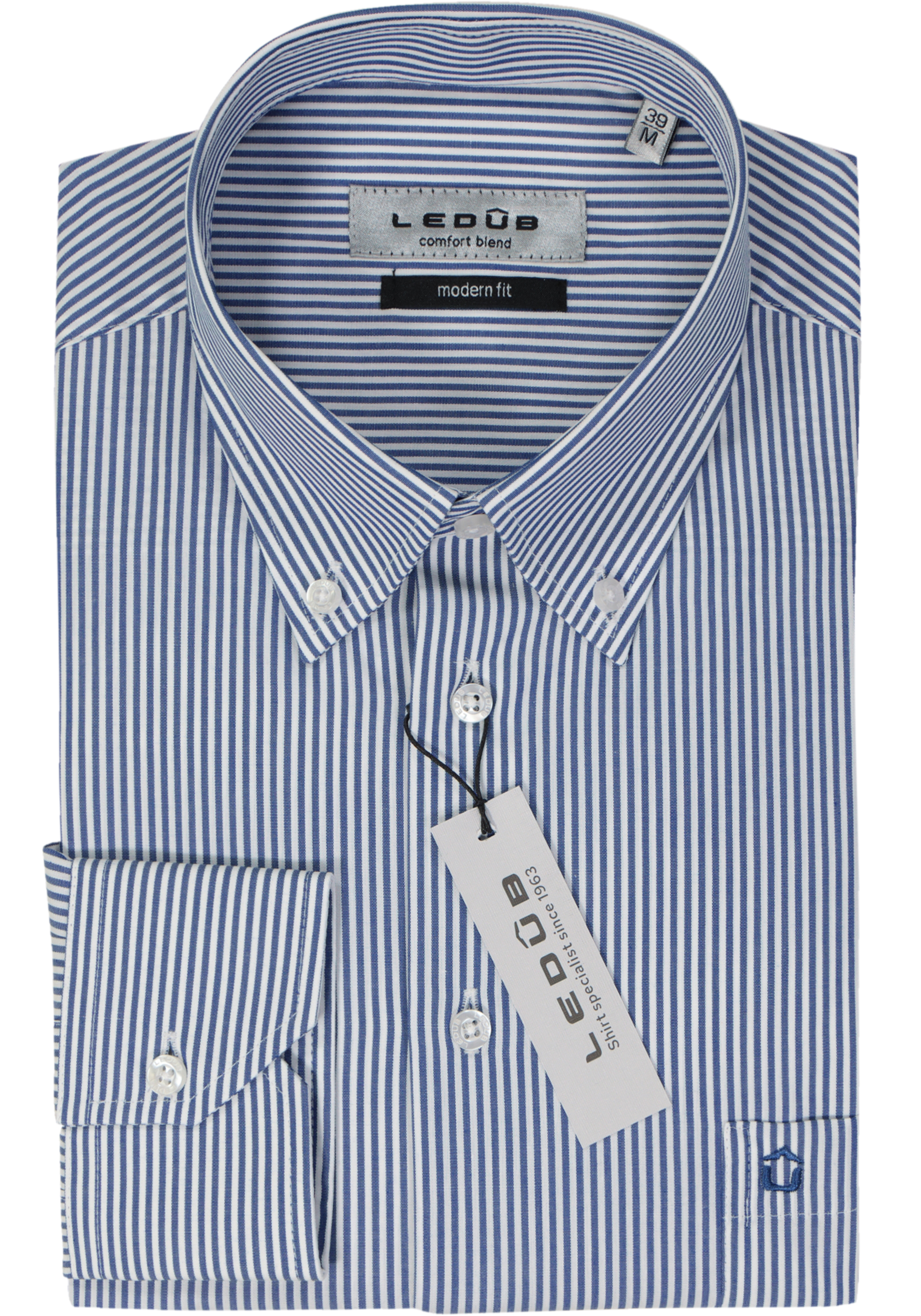 Ledub modern fit overhemd, donkerblauw