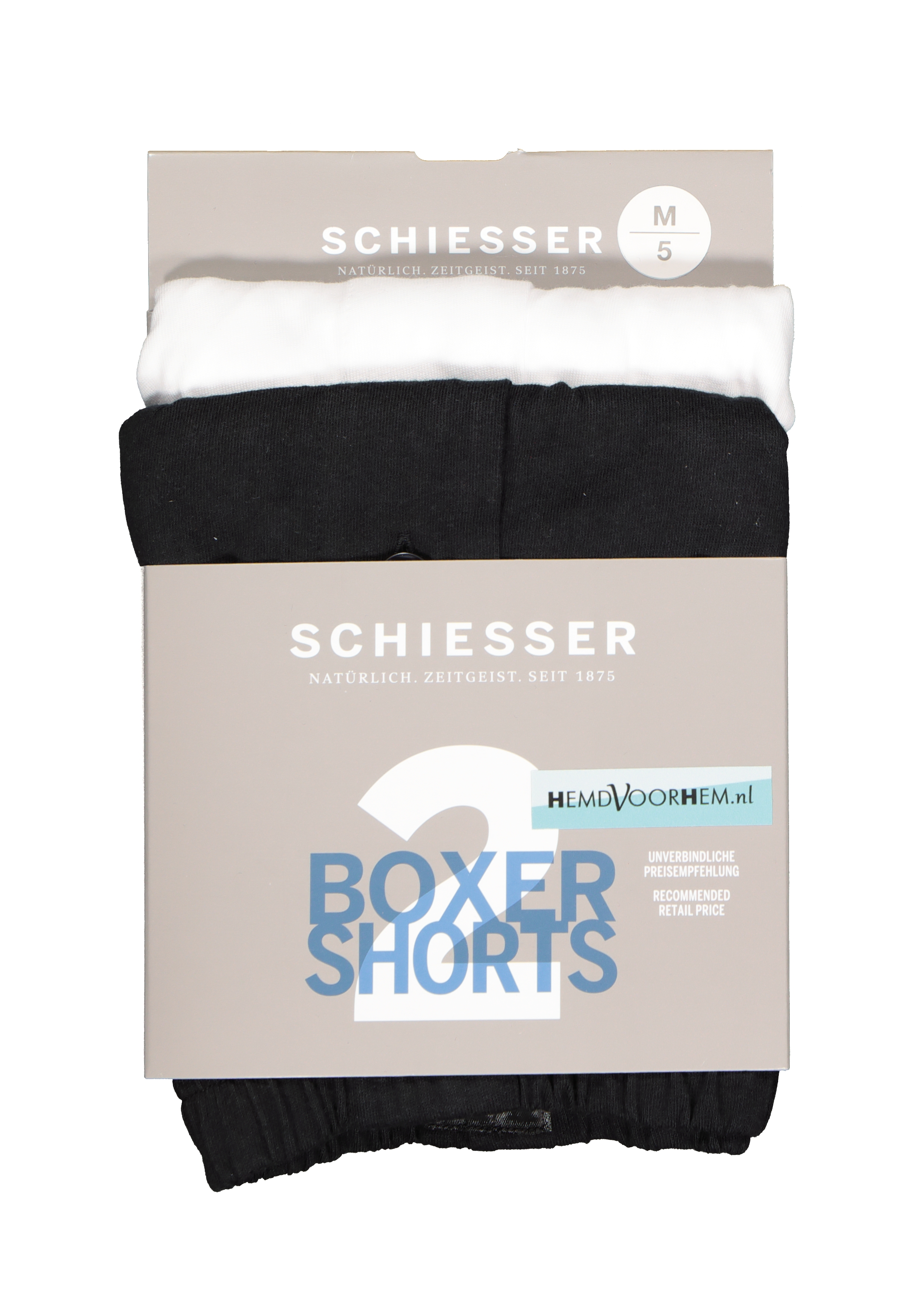 SCHIESSER Cotton Essentials boxershorts wijd (2-pack), tricot, zwart en wit