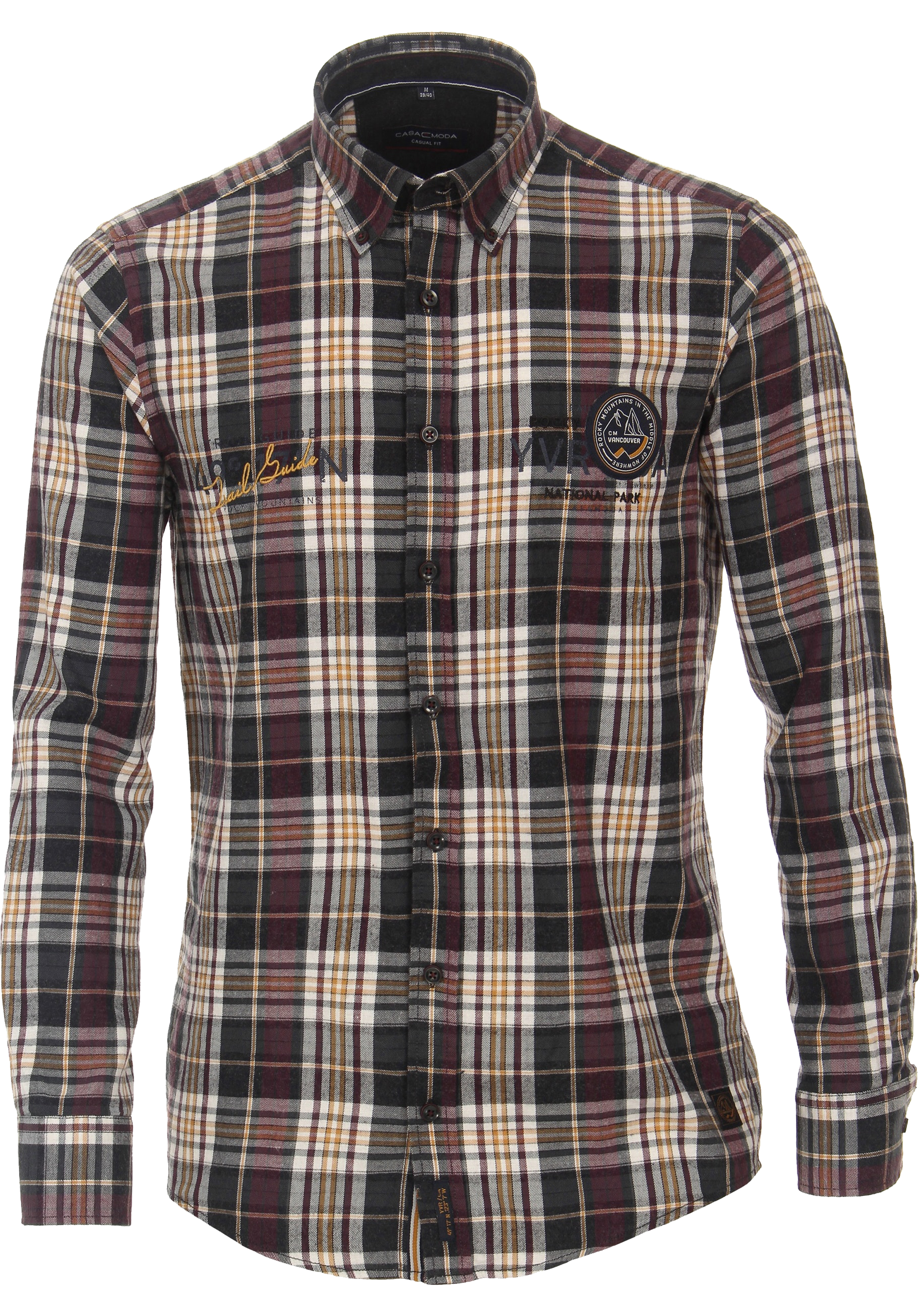 CASA MODA Sport casual fit overhemd, flanel, antraciet geruit