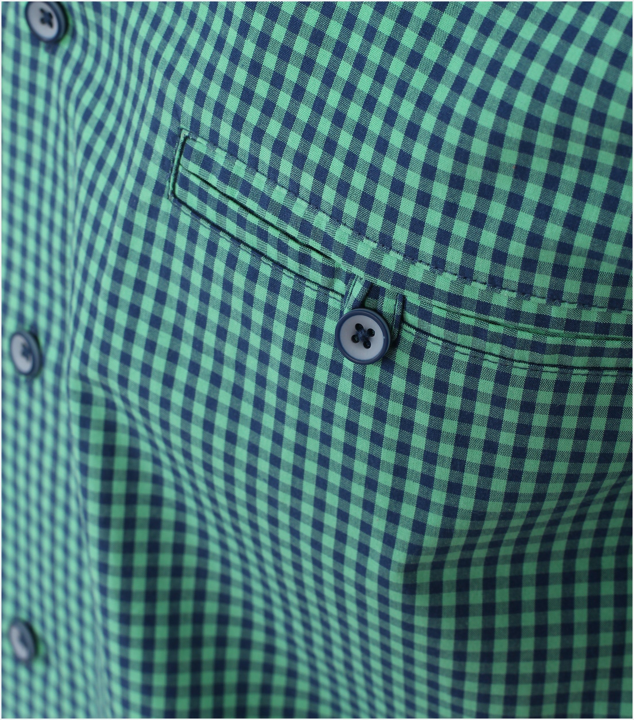 Redmond modern fit overhemd, korte mouw, popeline, groen geruit