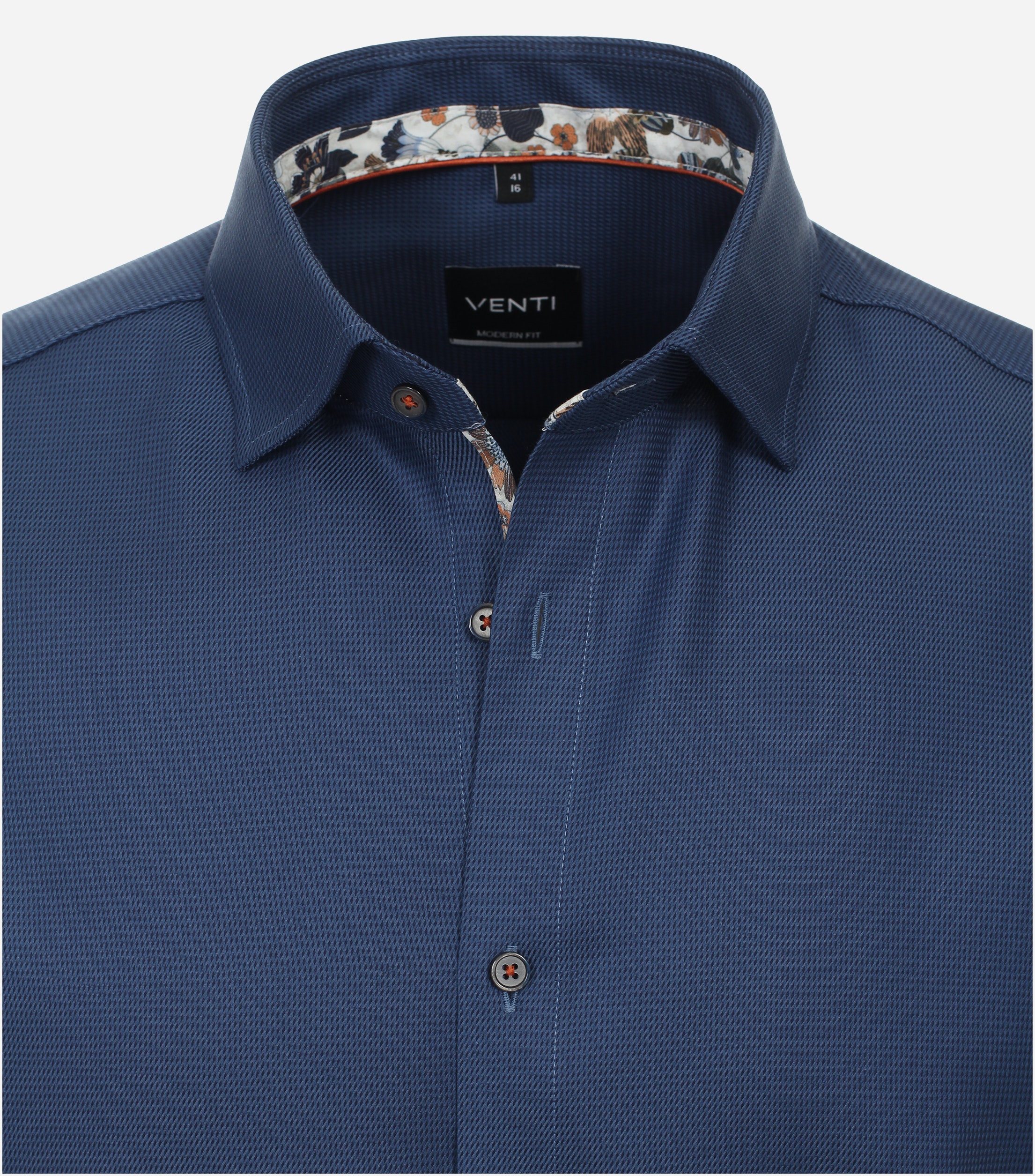 VENTI modern fit overhemd, korte mouw, twill, blauw