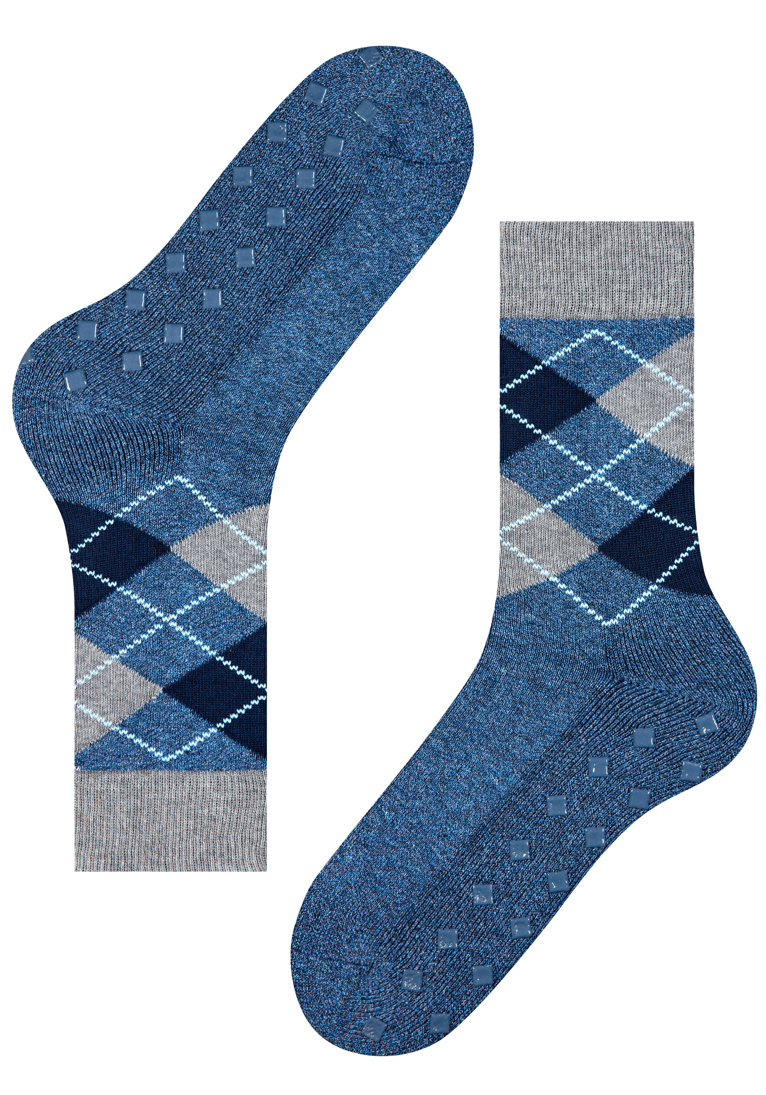 Burlington Argyle Heren Huissokken, blauw geruit