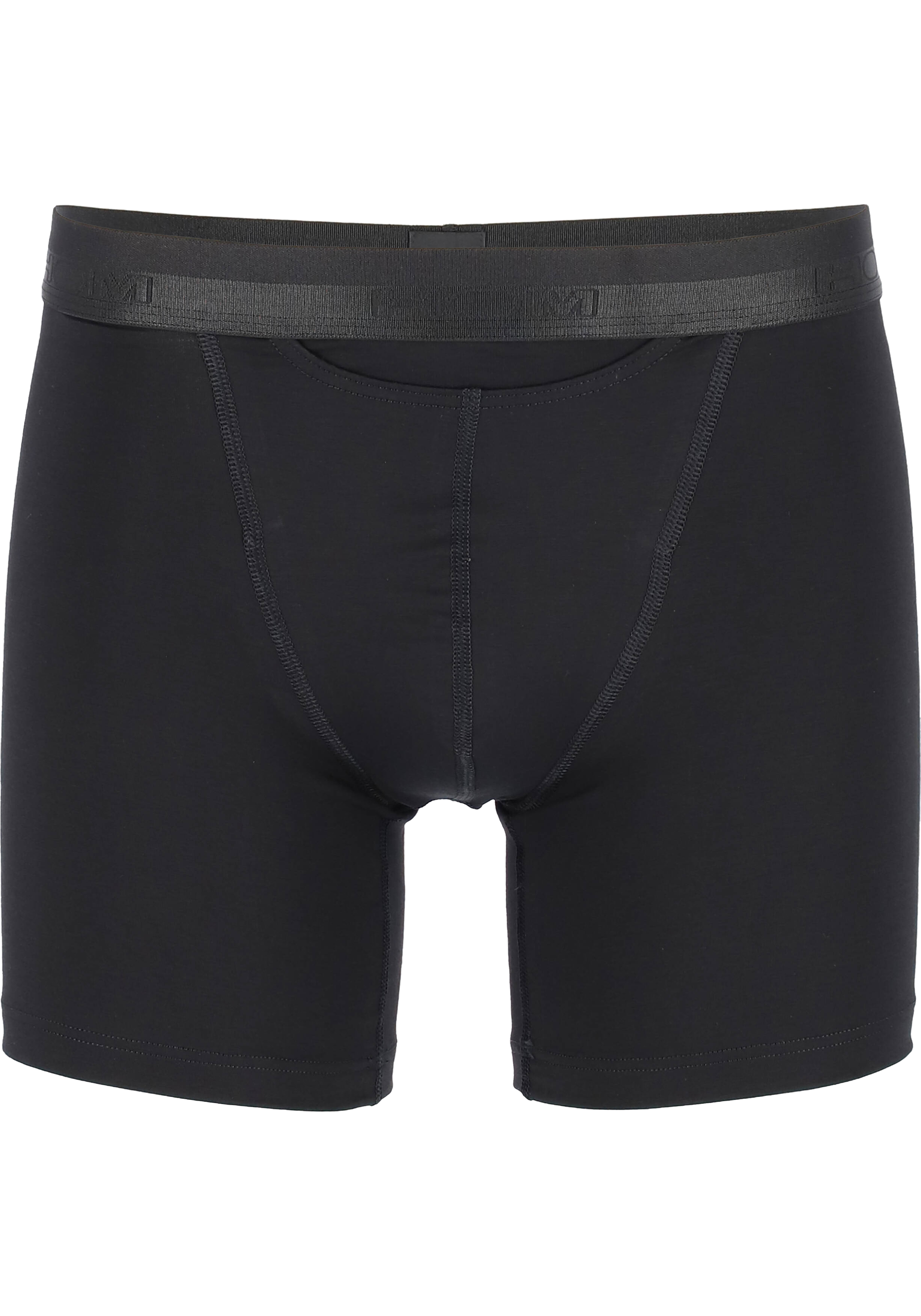 HOM HO1 long boxer briefs (1-pack), heren boxer lang met horizontale gulp, zwart