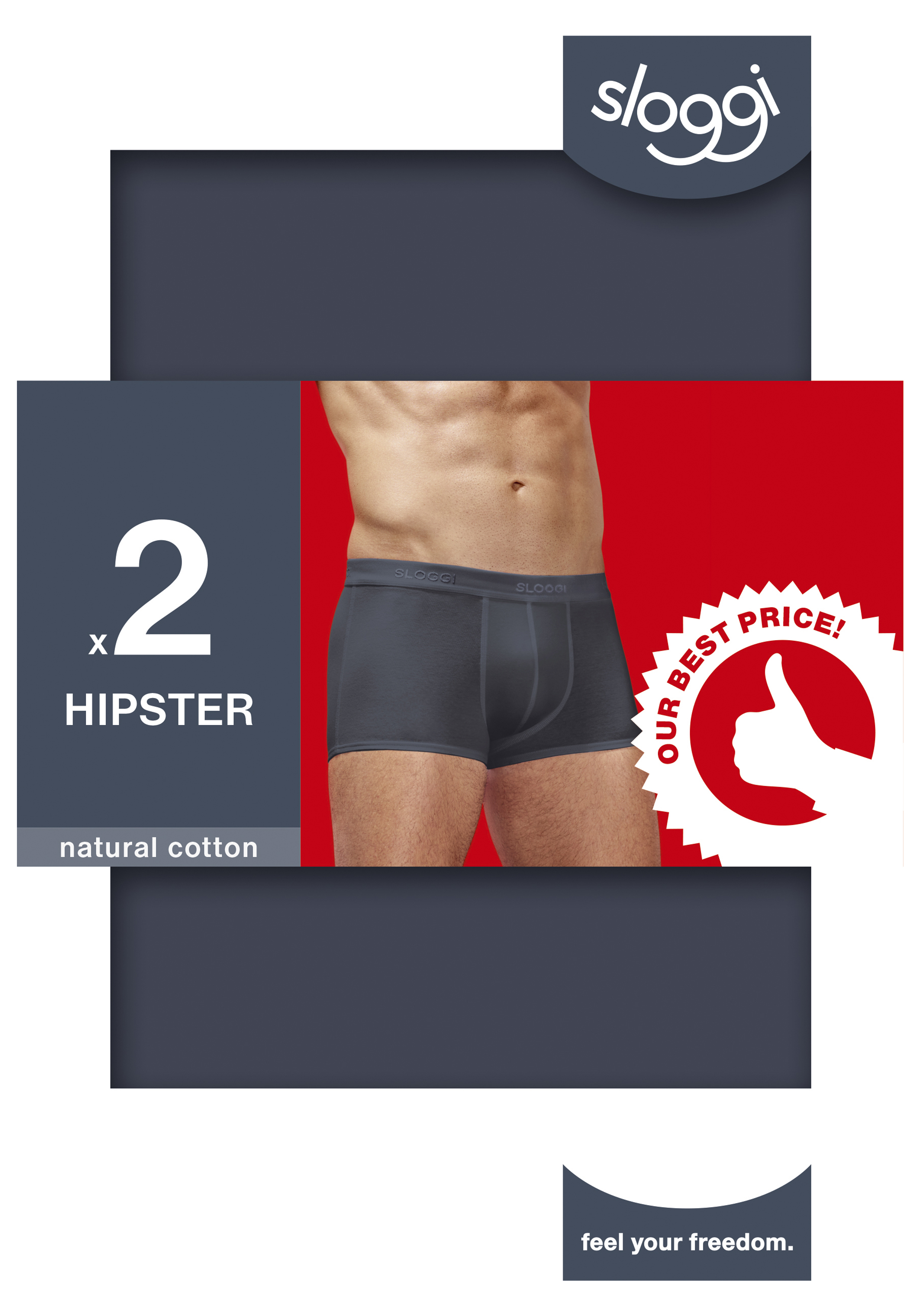 Sloggi Men 24/7 Hipster, heren boxers (2-pack), grijs
