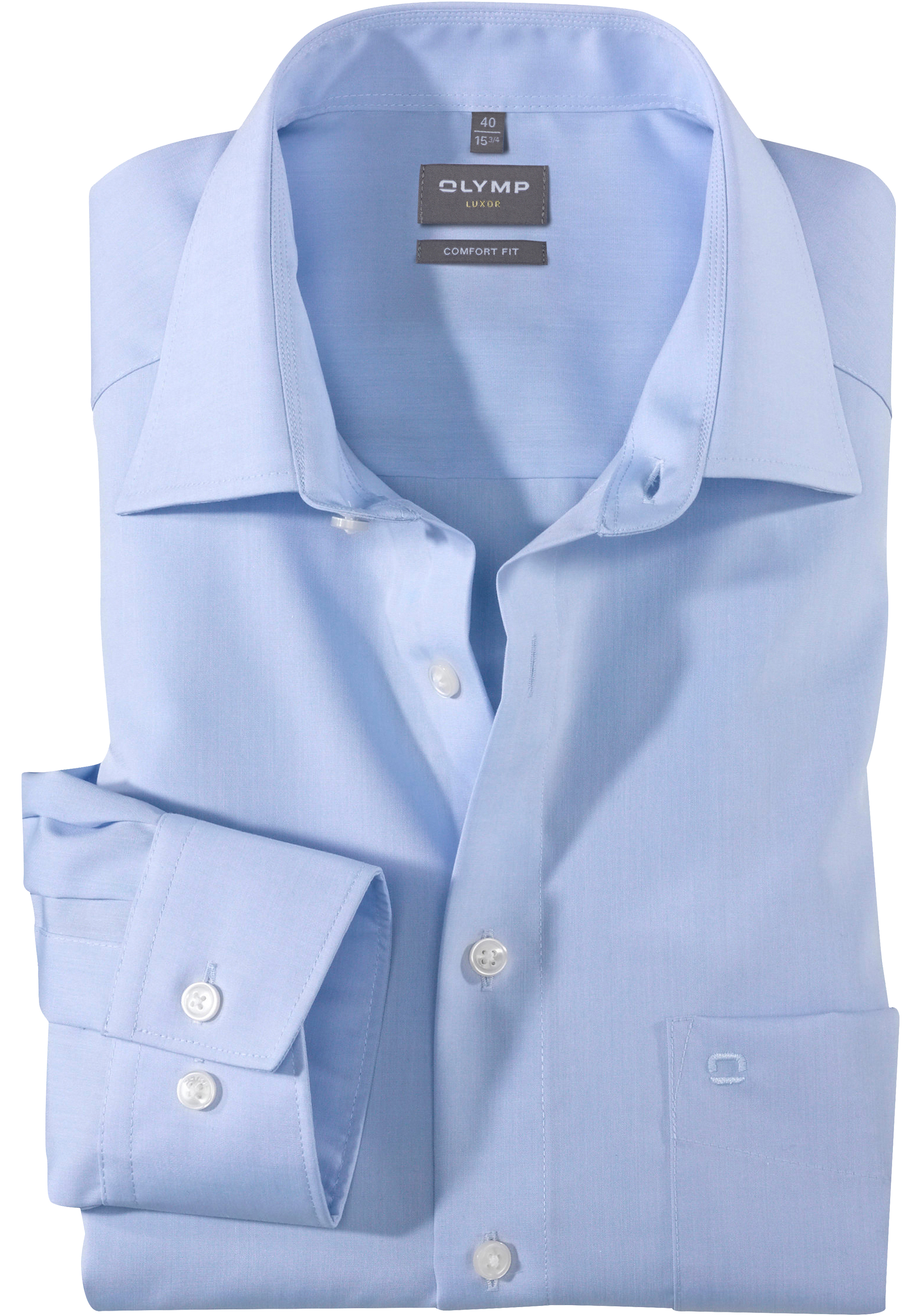 OLYMP Luxor comfort fit overhemd, mouwlengte 7, mouwlengte 7, popeline, lichtblauw