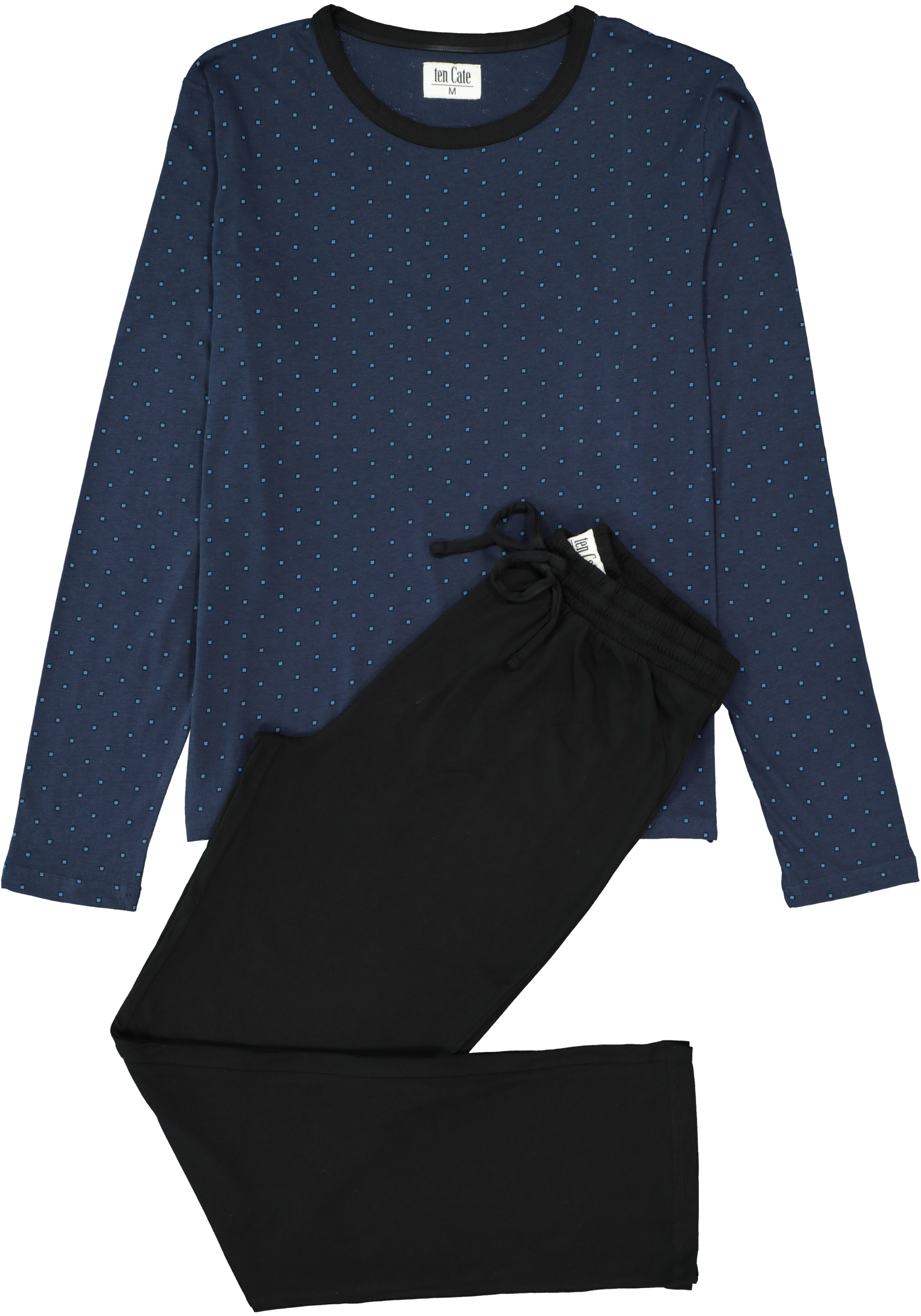 TEN CATE men pyjama, O-hals, blauw dessin