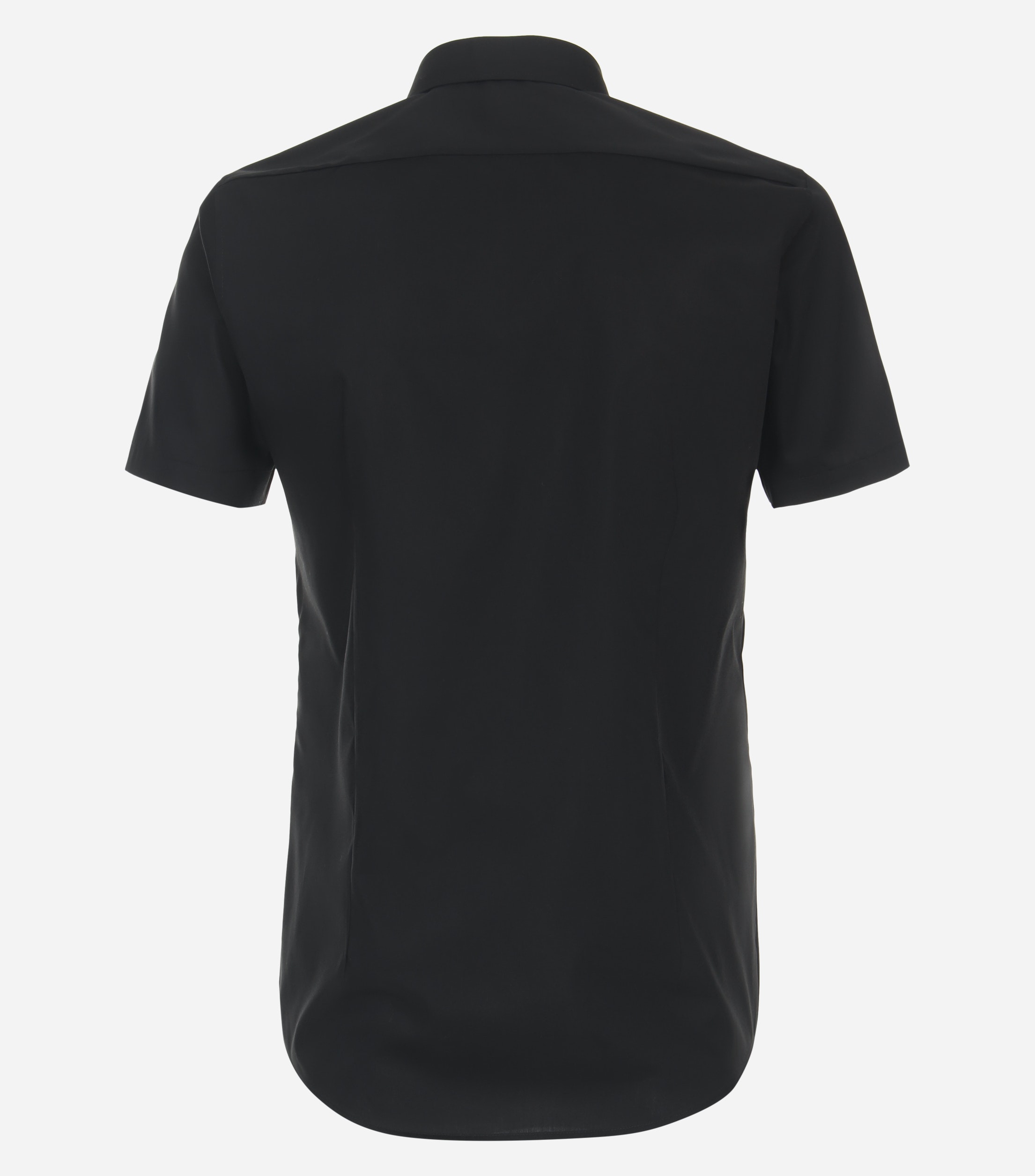 VENTI body fit overhemd, korte mouw, popeline, zwart