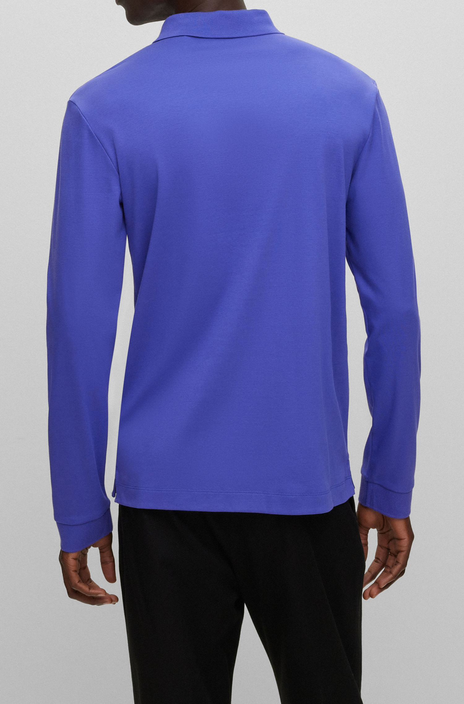 BOSS Pado regular fit polo lange mouw, jersey, donkerpaars