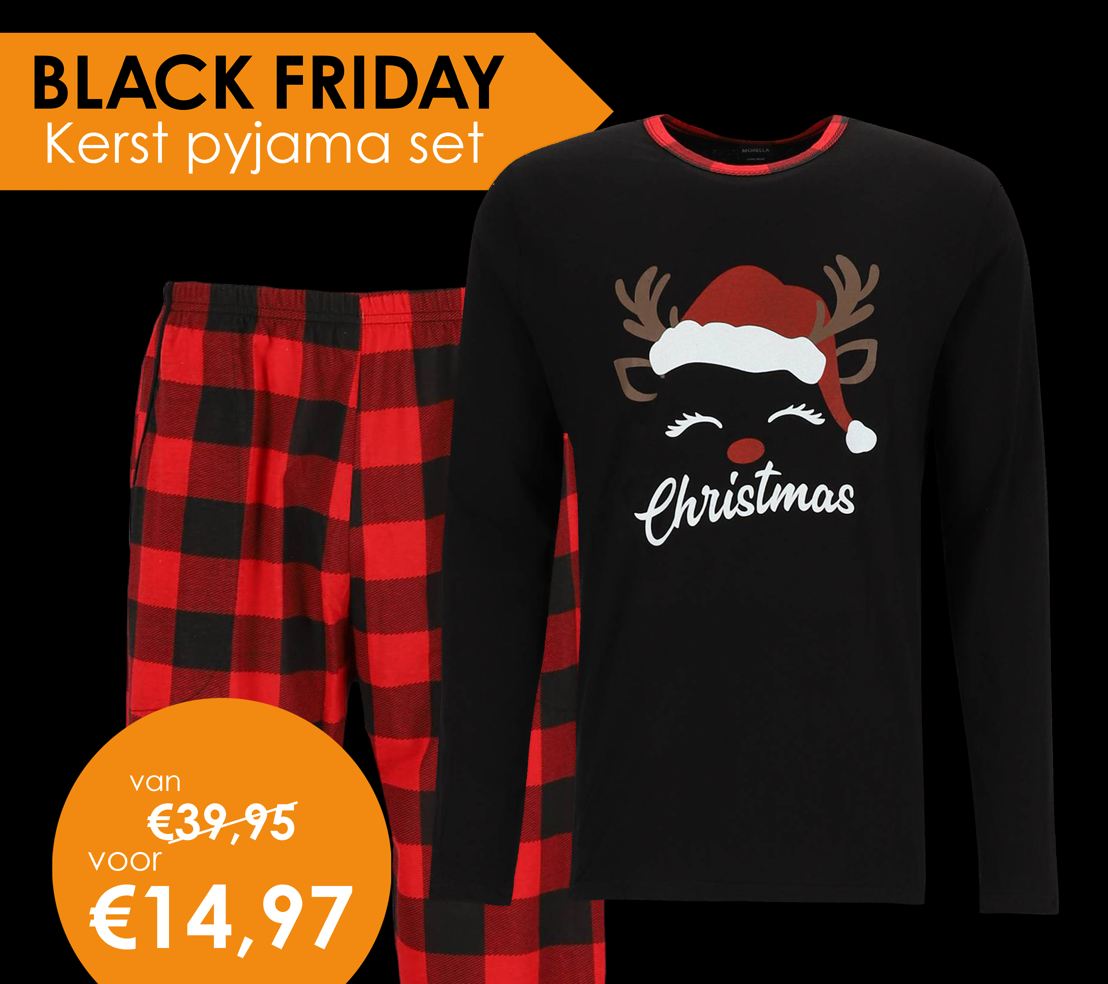 Kerst pyjama set van 39,95 voor 14,97 bij HemdVoorHem.nl