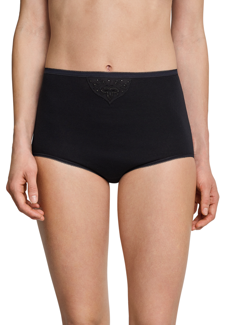 SCHIESSER Cotton Essentials slip (2-pack), dames maxislip zwart