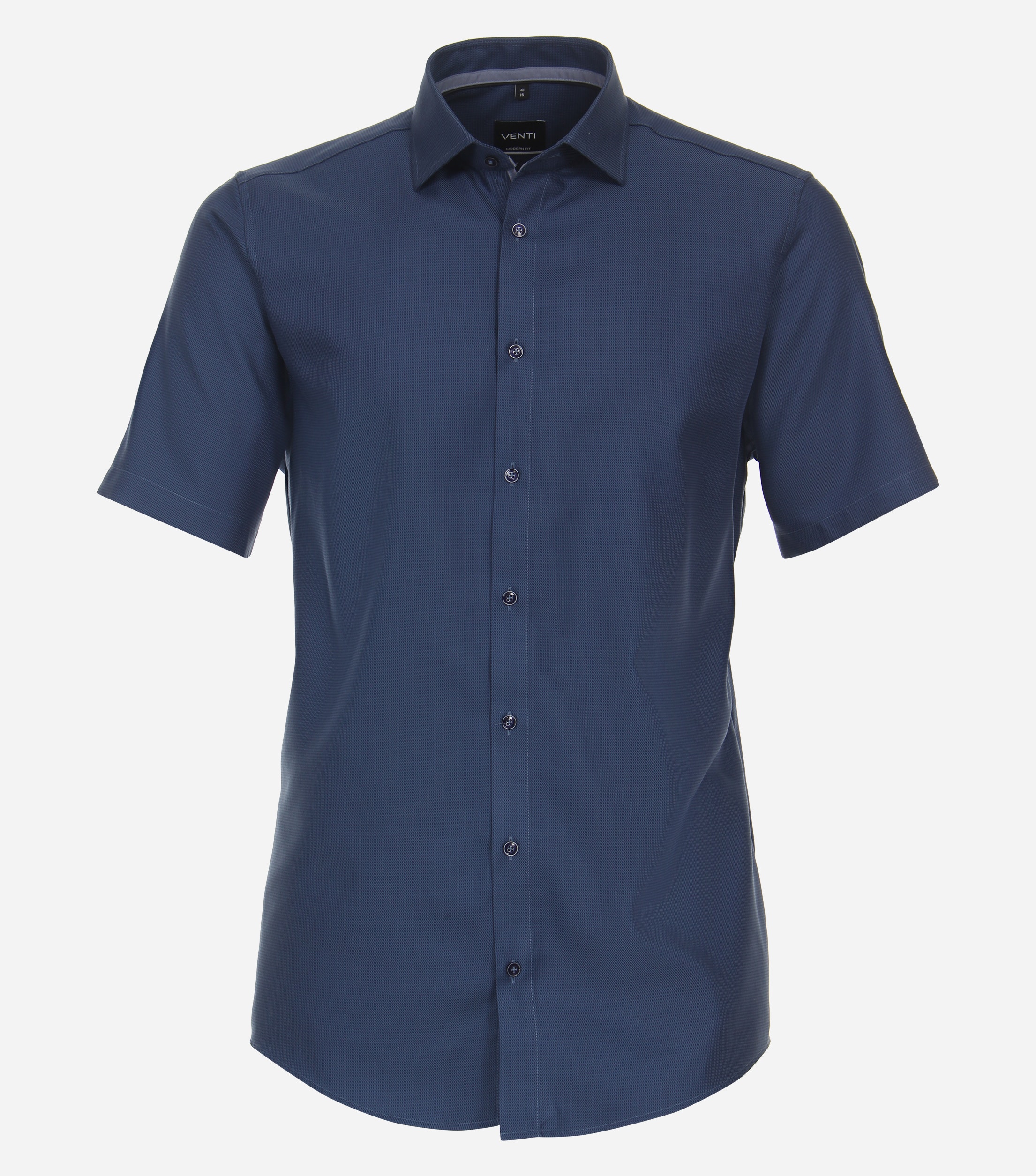 VENTI modern fit overhemd, korte mouw, dobby, blauw