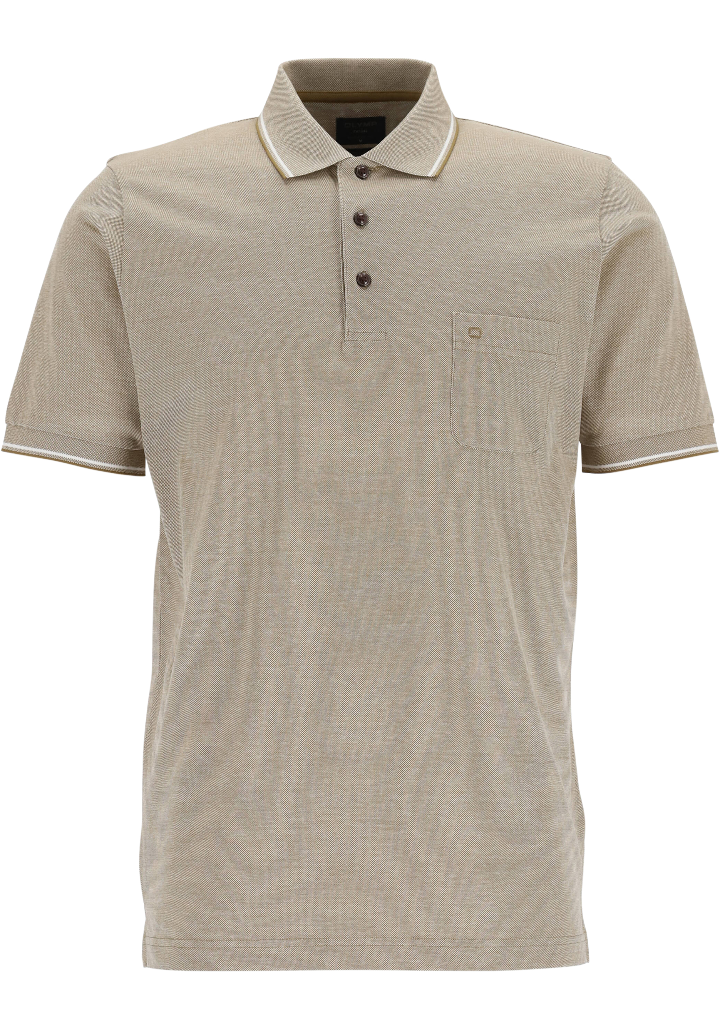 OLYMP Polo Casual, modern fit polo, olijfgroen melange