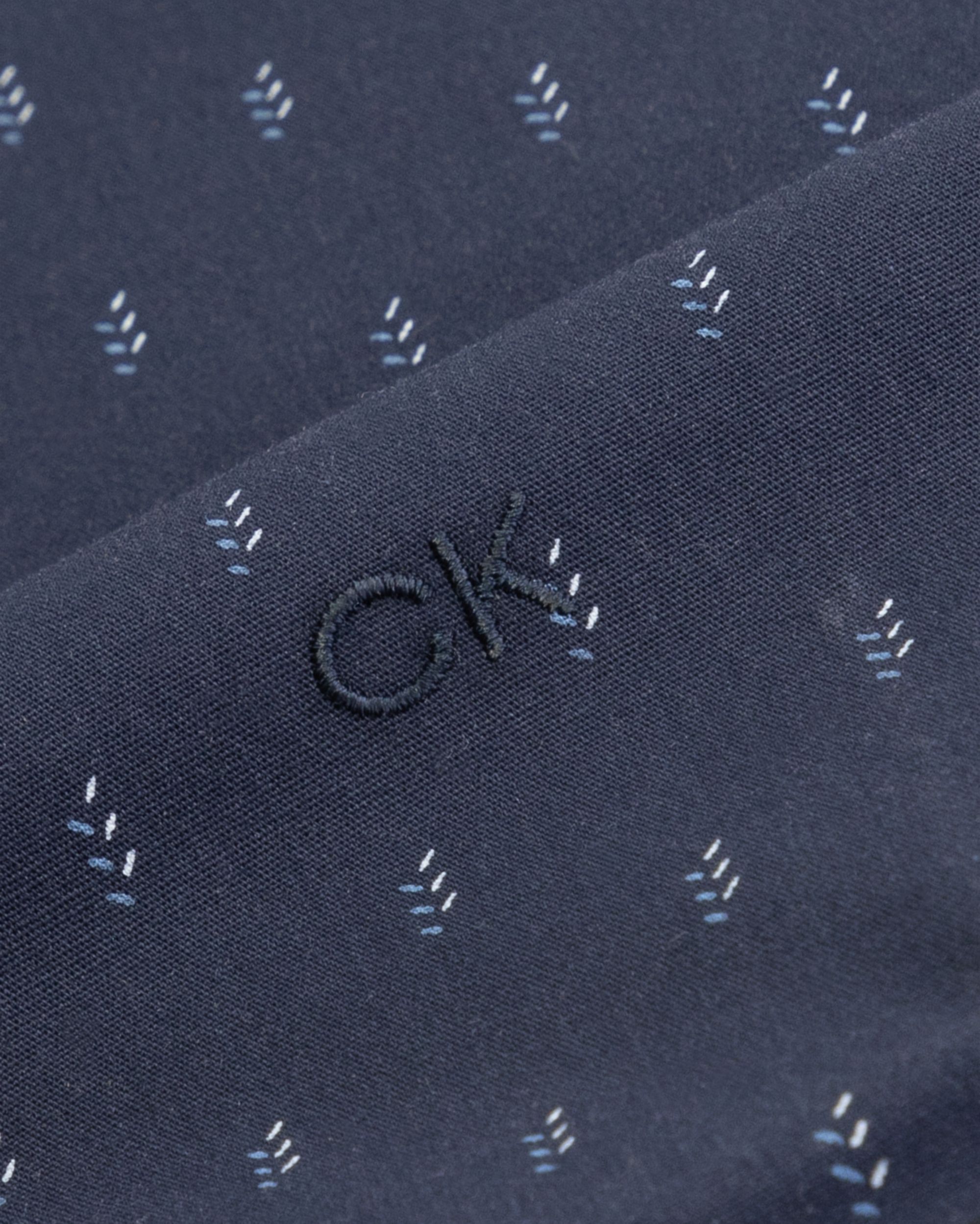 Calvin Klein slim fit overhemd, Poplin Leaf Print Slim Shirt, lichtblauw dessin
