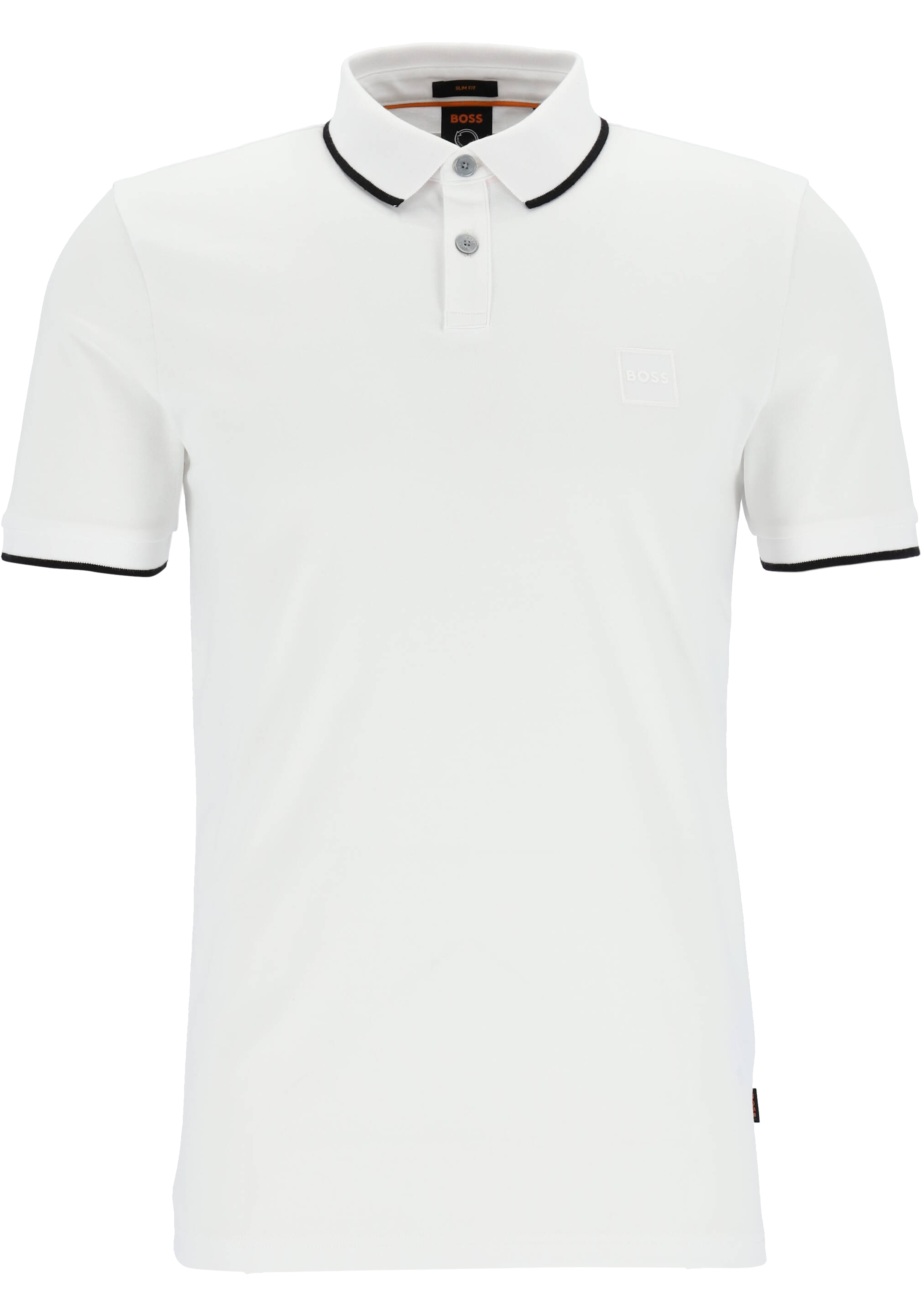 HUGO BOSS Passertip slim fit polo, stretch heren polo korte mouw, wit