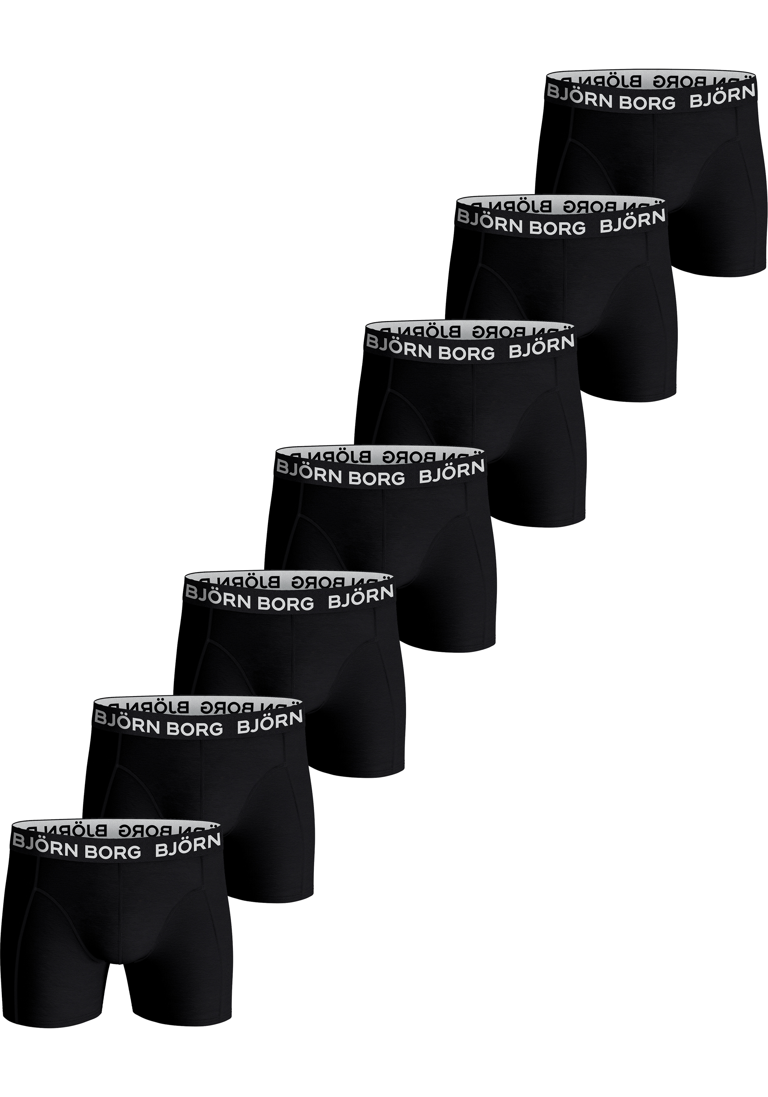 Bjorn Borg Cotton Stretch boxers, heren boxers normale lengte (7-pack), zwart, zwart, zwart, zwart, zwart, zwart, zwart