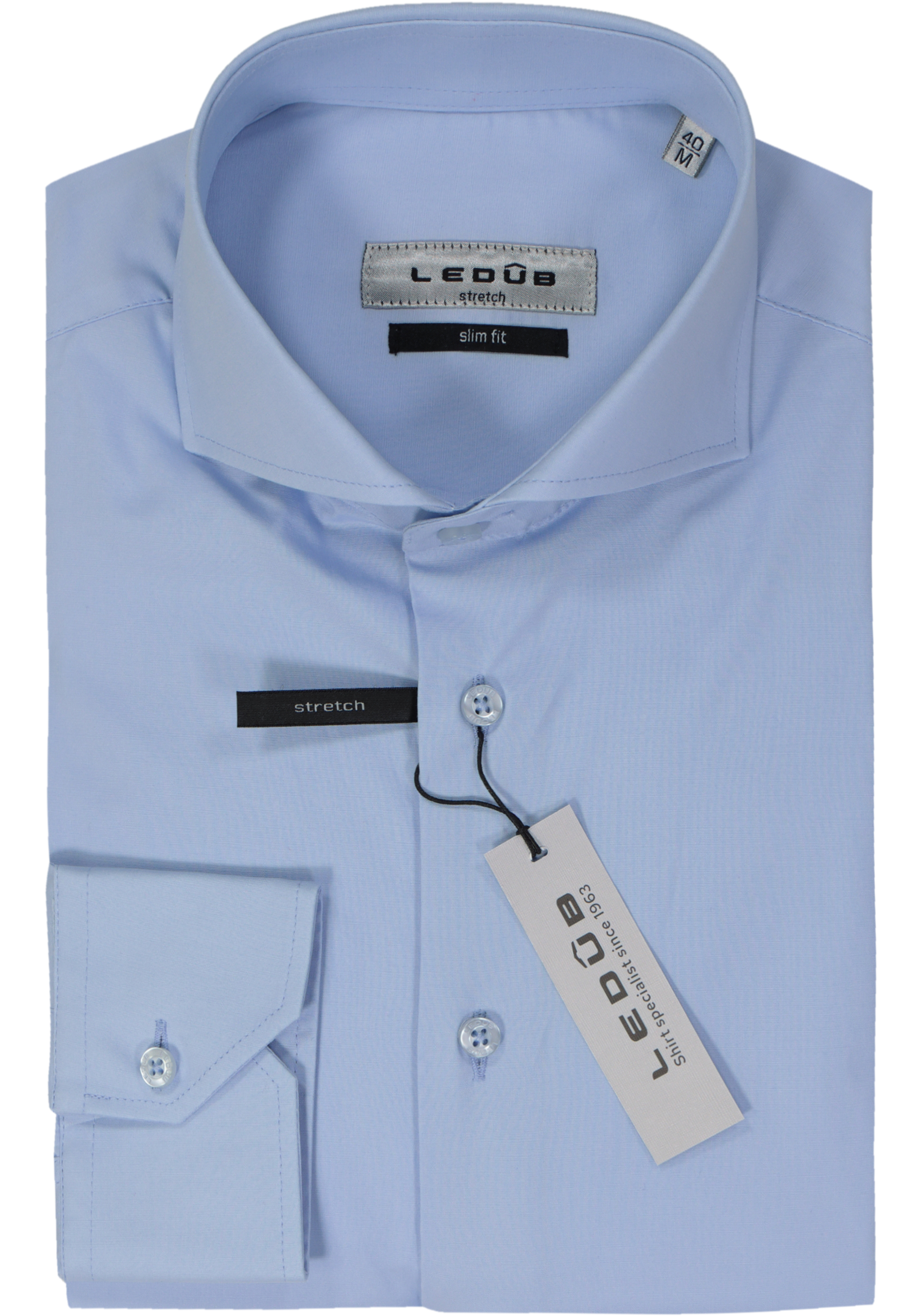 Ledub slim fit overhemd, lichtblauw twill 