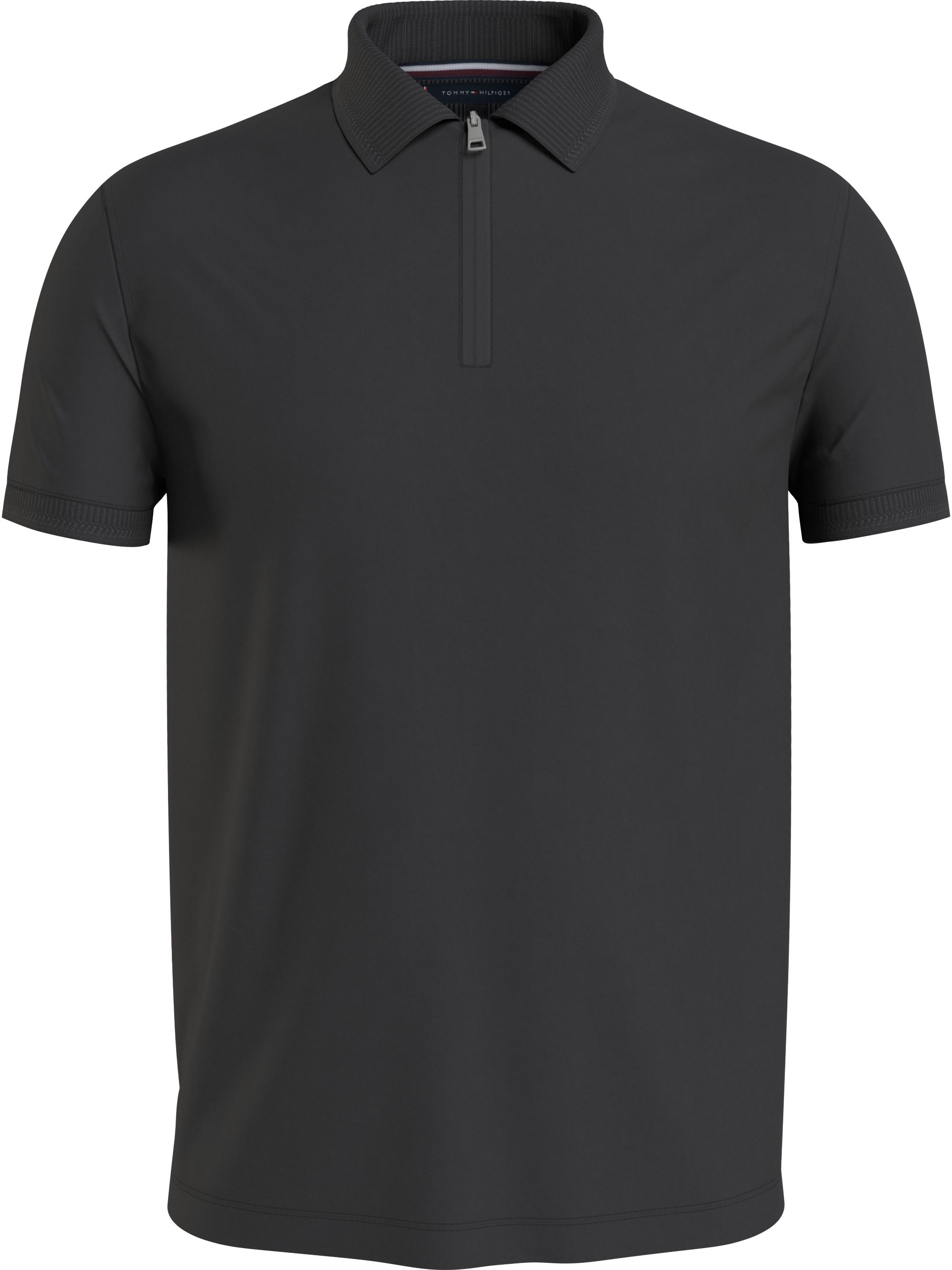 Tommy Hilfiger Dc Interlock Zip Slim Polo, heren poloshirt, zwart