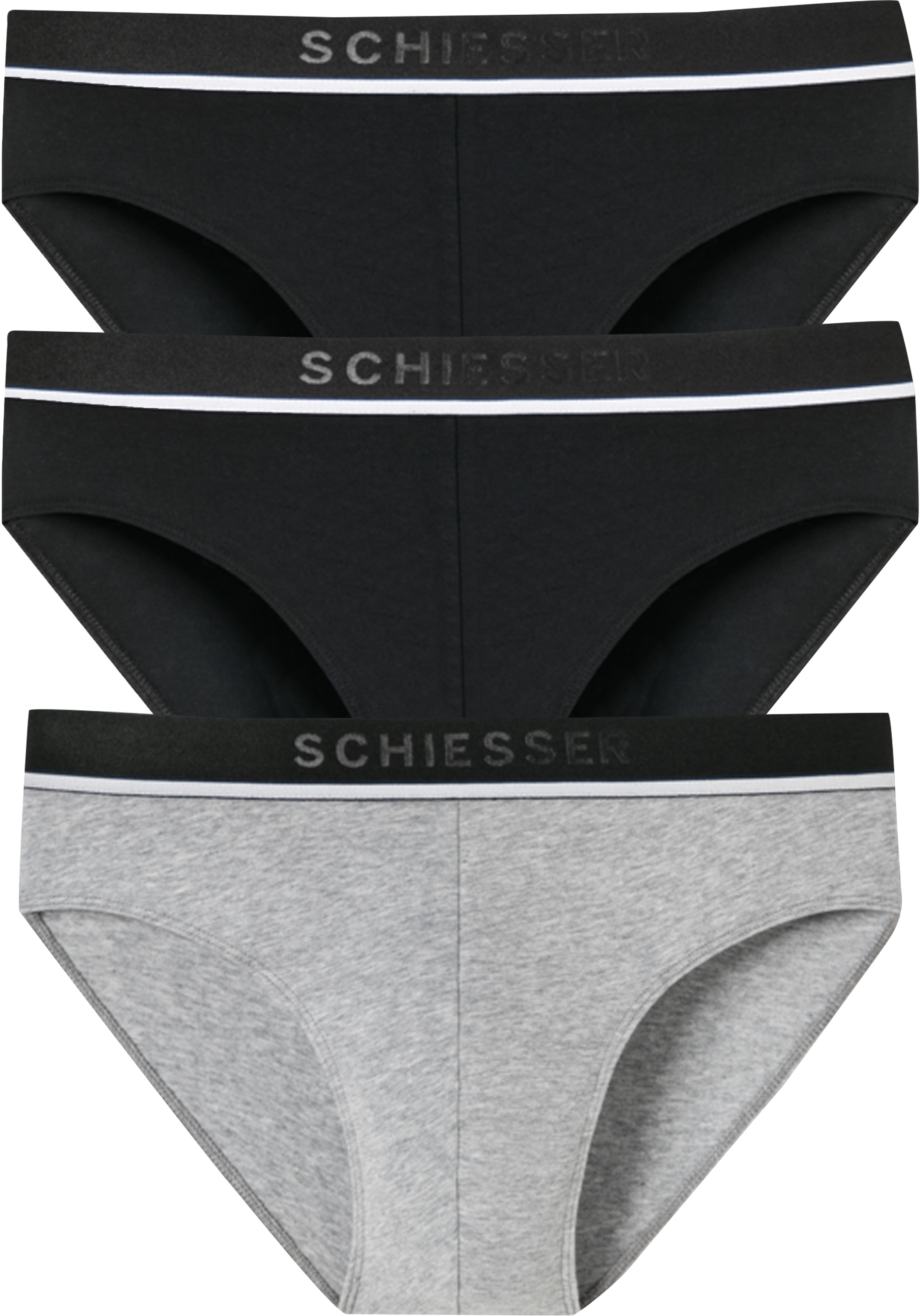 SCHIESSER 95/5 rioslips (3-pack), zwart, zwart en grijs