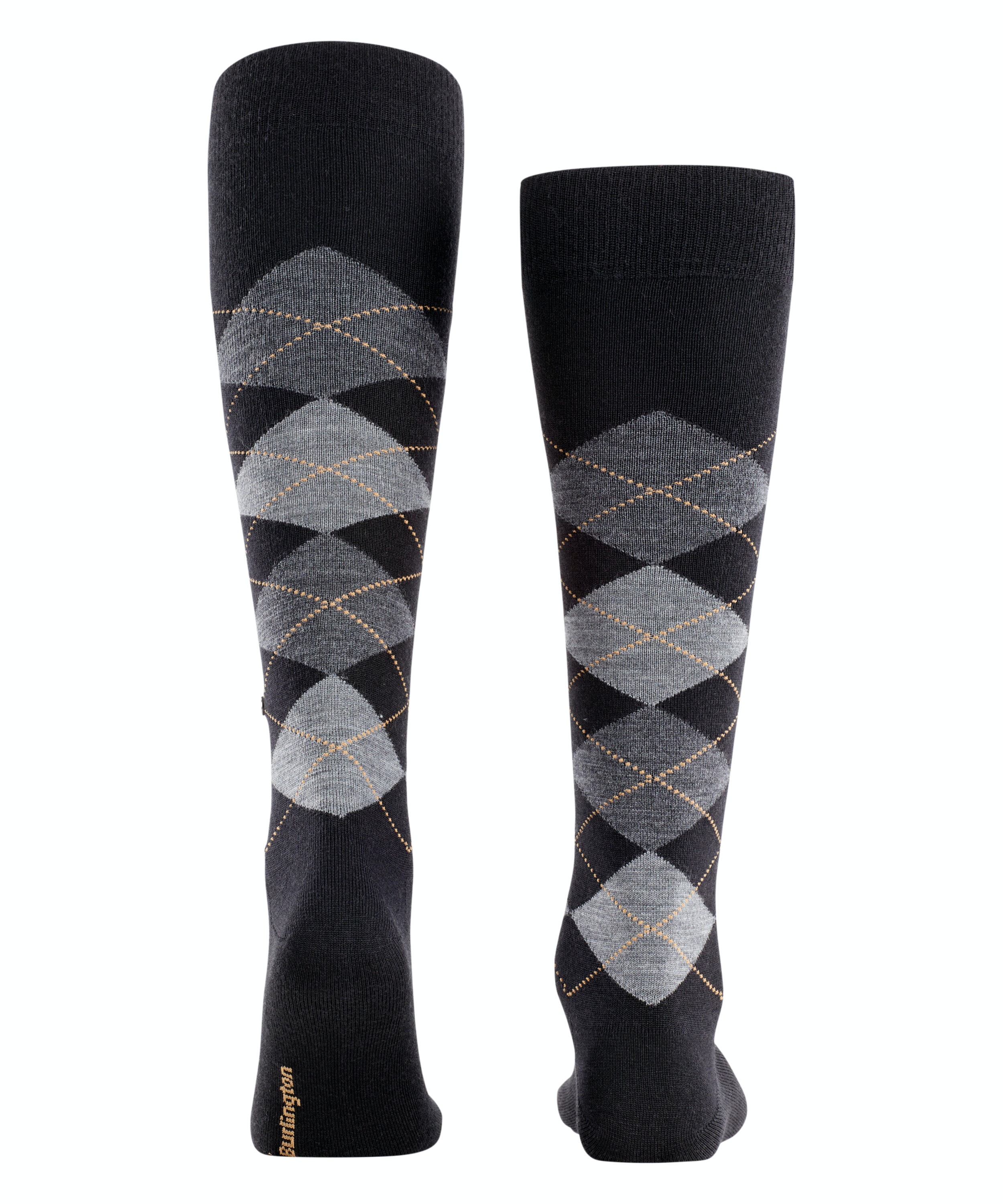 Burlington Edinburgh heren kniekousen, zwart (black)
