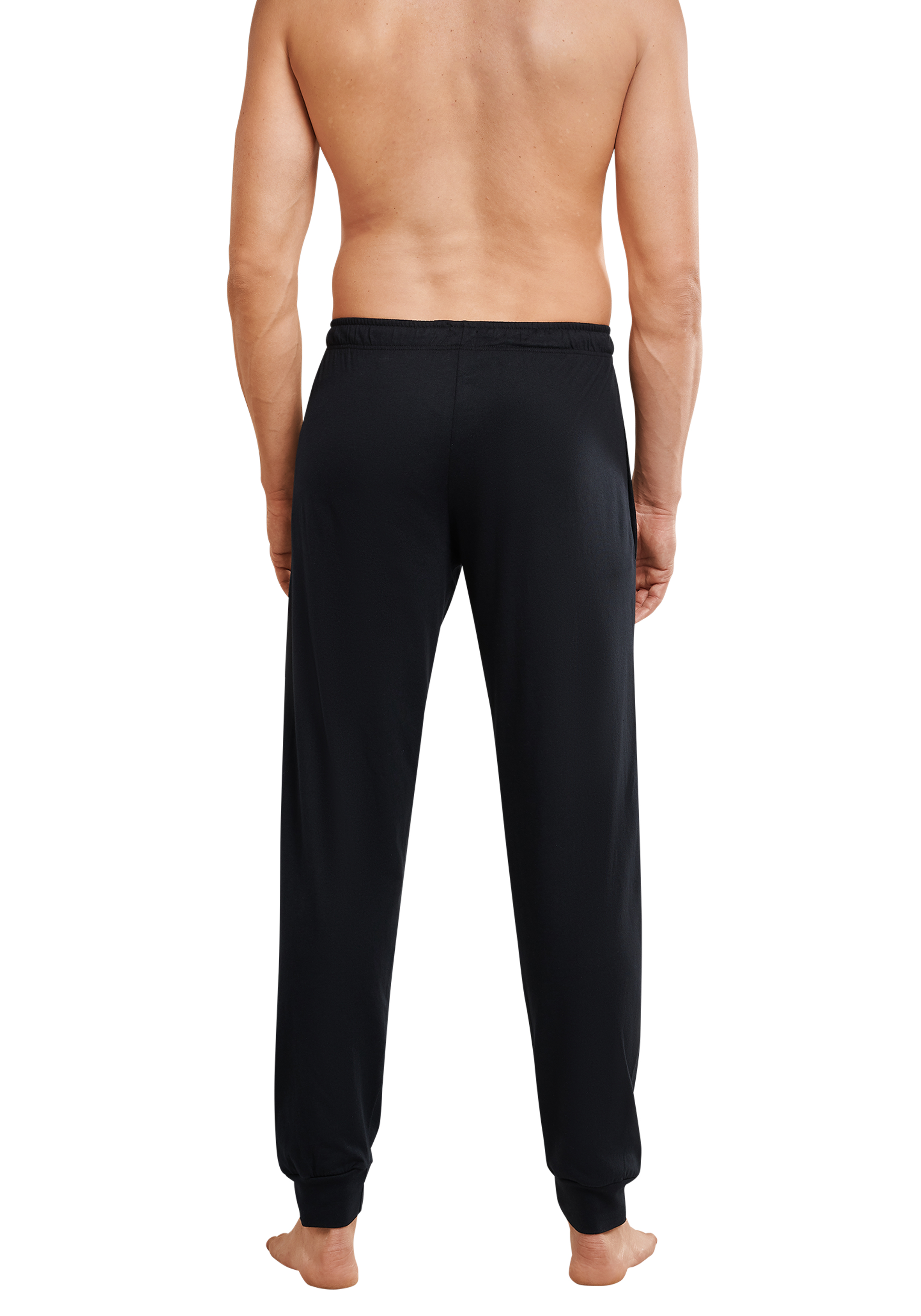SCHIESSER Mix+Relax lounge broek, lange pijpen met boord, dun, zwart