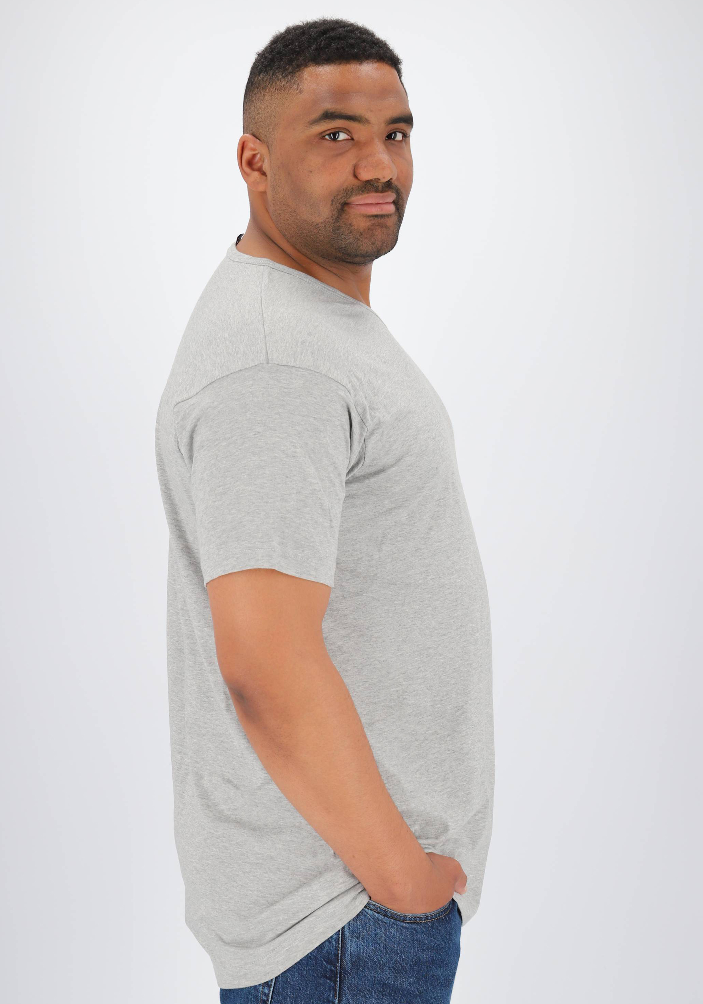 ALAN RED T-shirts Vermont (2-pack), V-hals, wit en  grijs melange