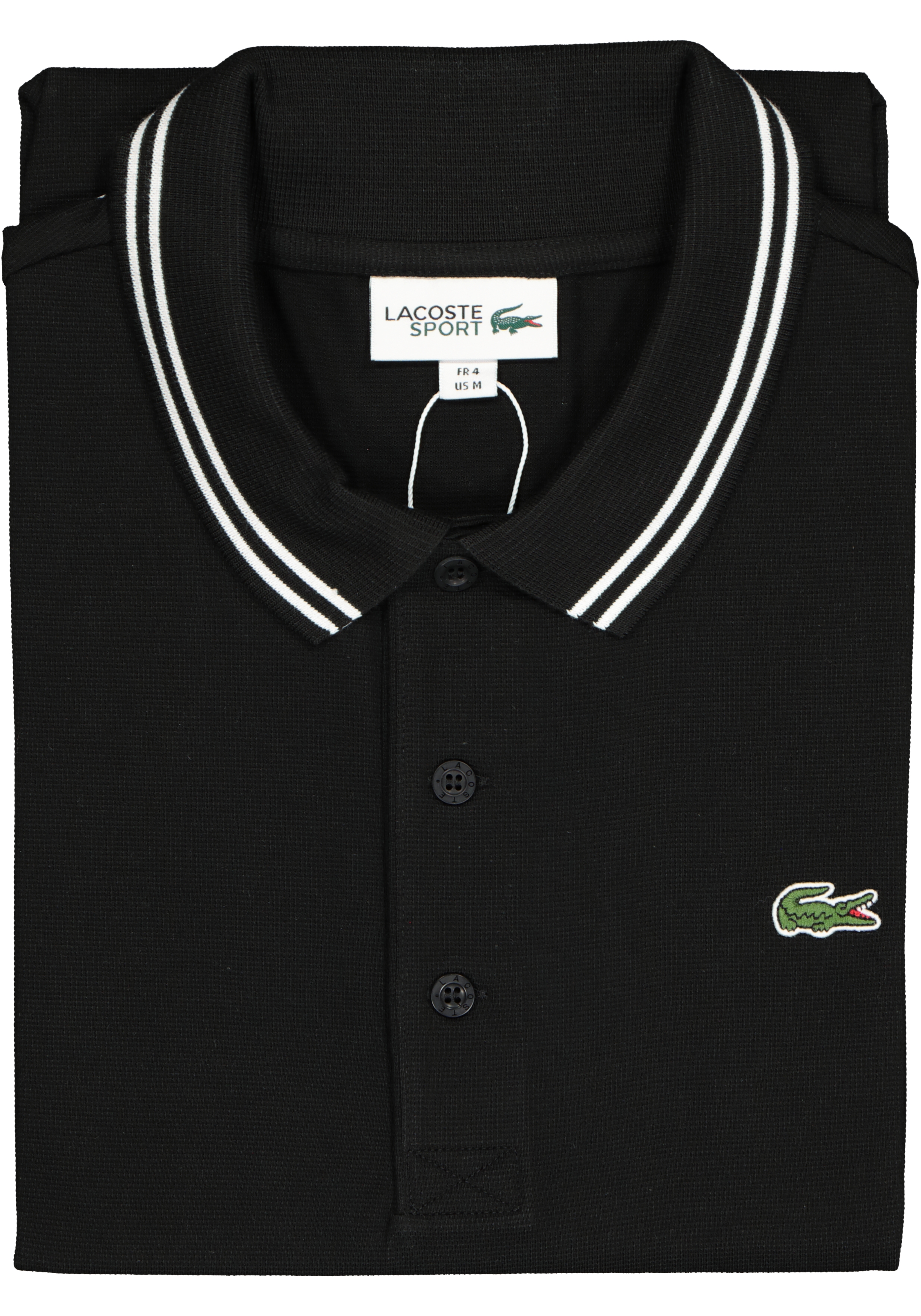 Lacoste Sport polo Regular Fit, super light knit, zwart met wit