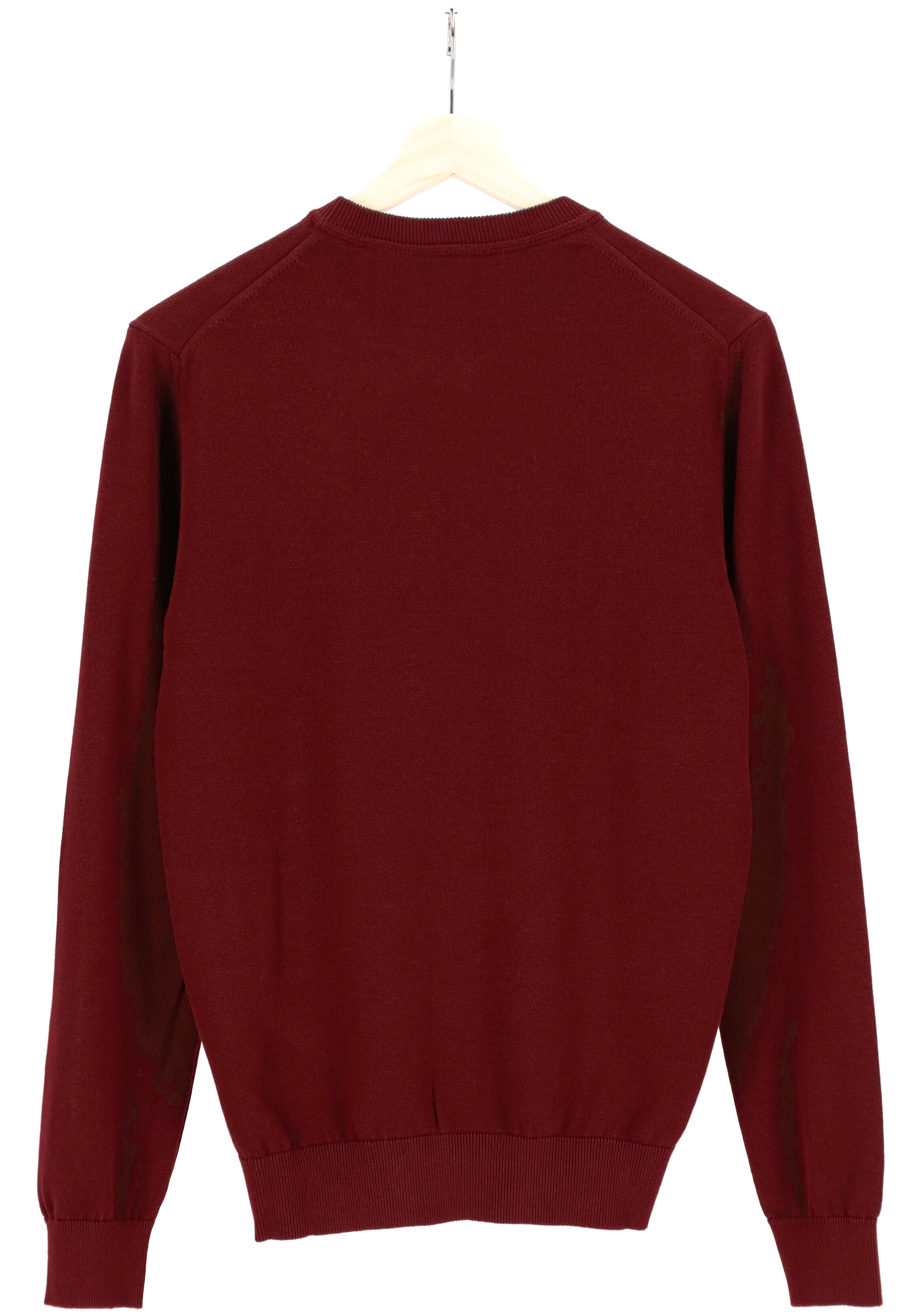 Lacoste trui katoen O-hals, gebreide heren trui, cranberry rood