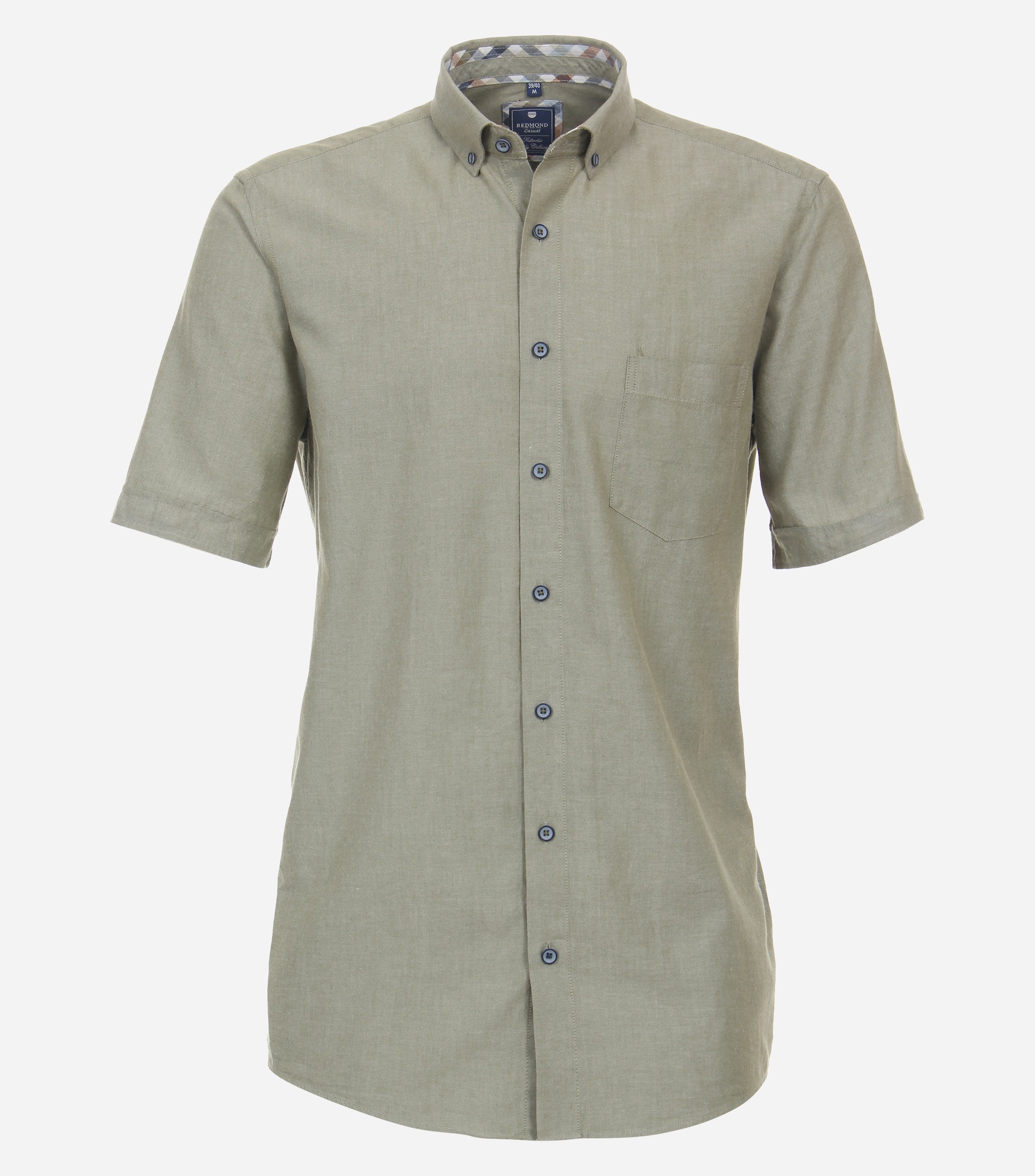 Redmond modern fit overhemd, korte mouw, popeline, bruin