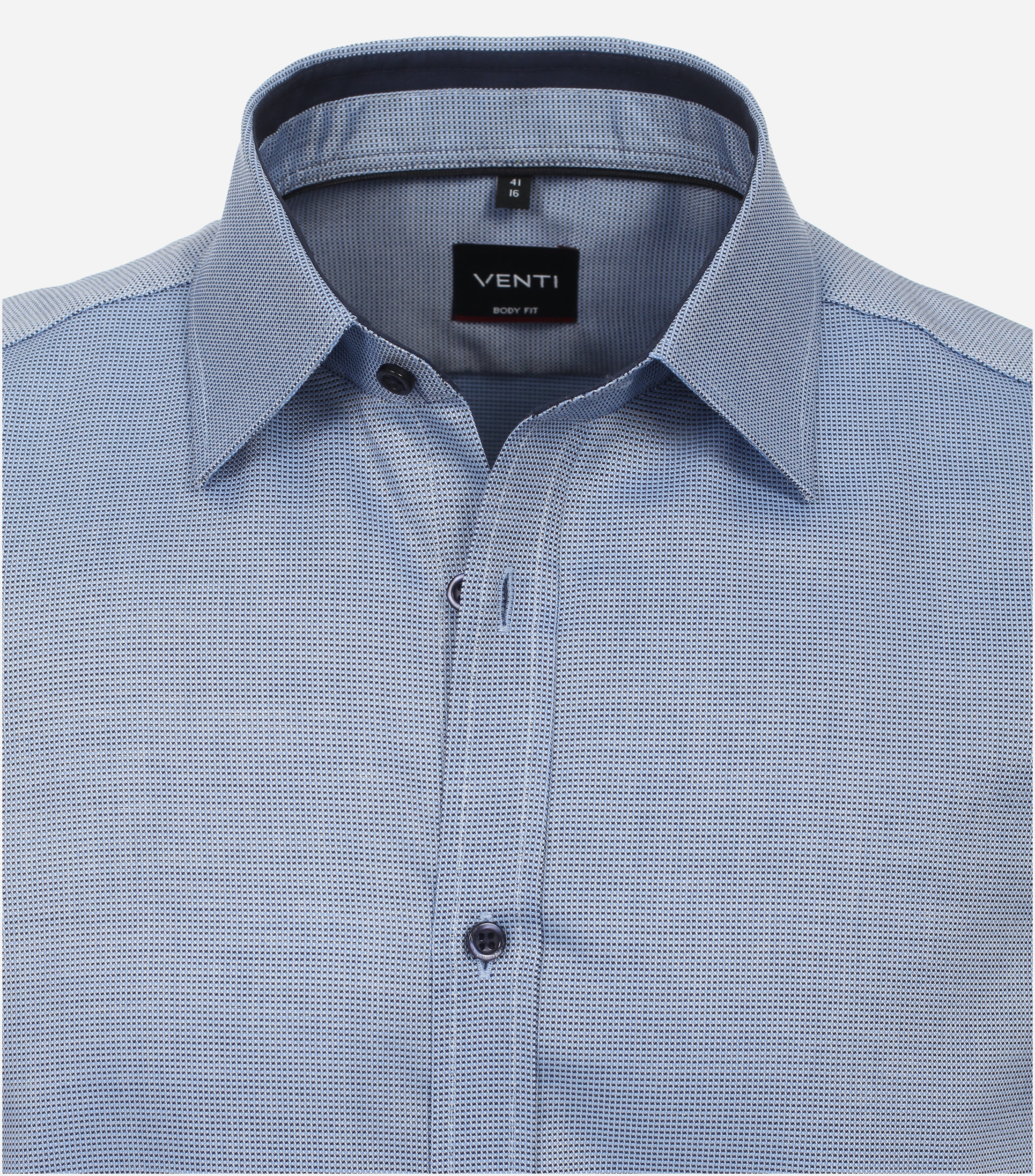 VENTI body fit overhemd, korte mouw, dobby, blauw