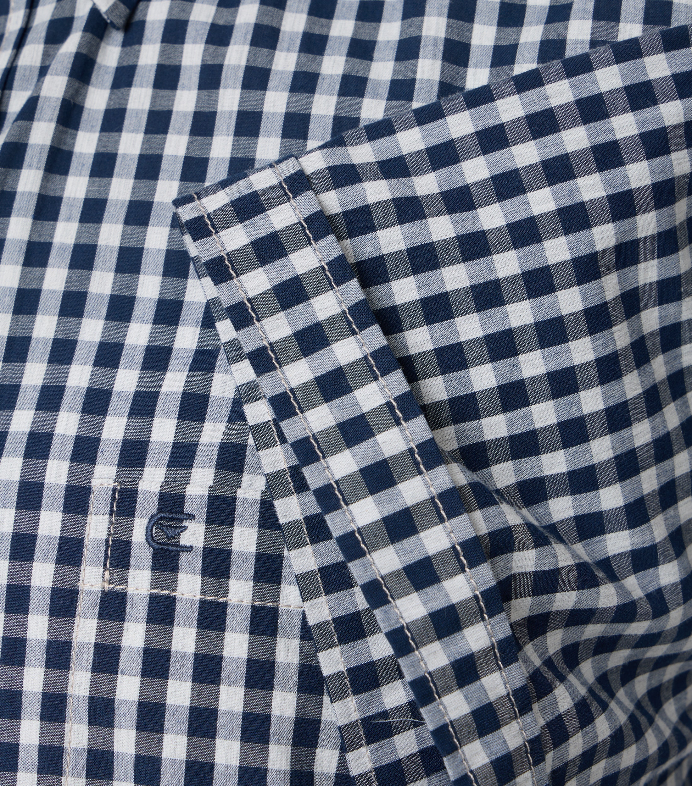 CASA MODA Sport casual fit overhemd, korte mouw, structuur, donkerblauw met wit geruit