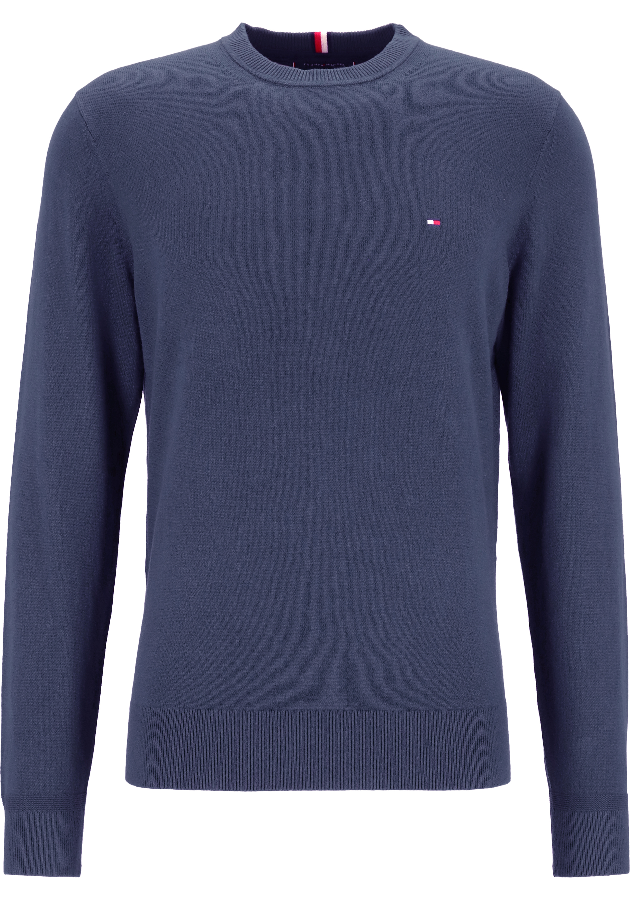 Tommy Hilfiger O-hals trui katoen met kasjmier, Pima Organic Cotton Cashmere, lichtblauw (Faded Indigo)