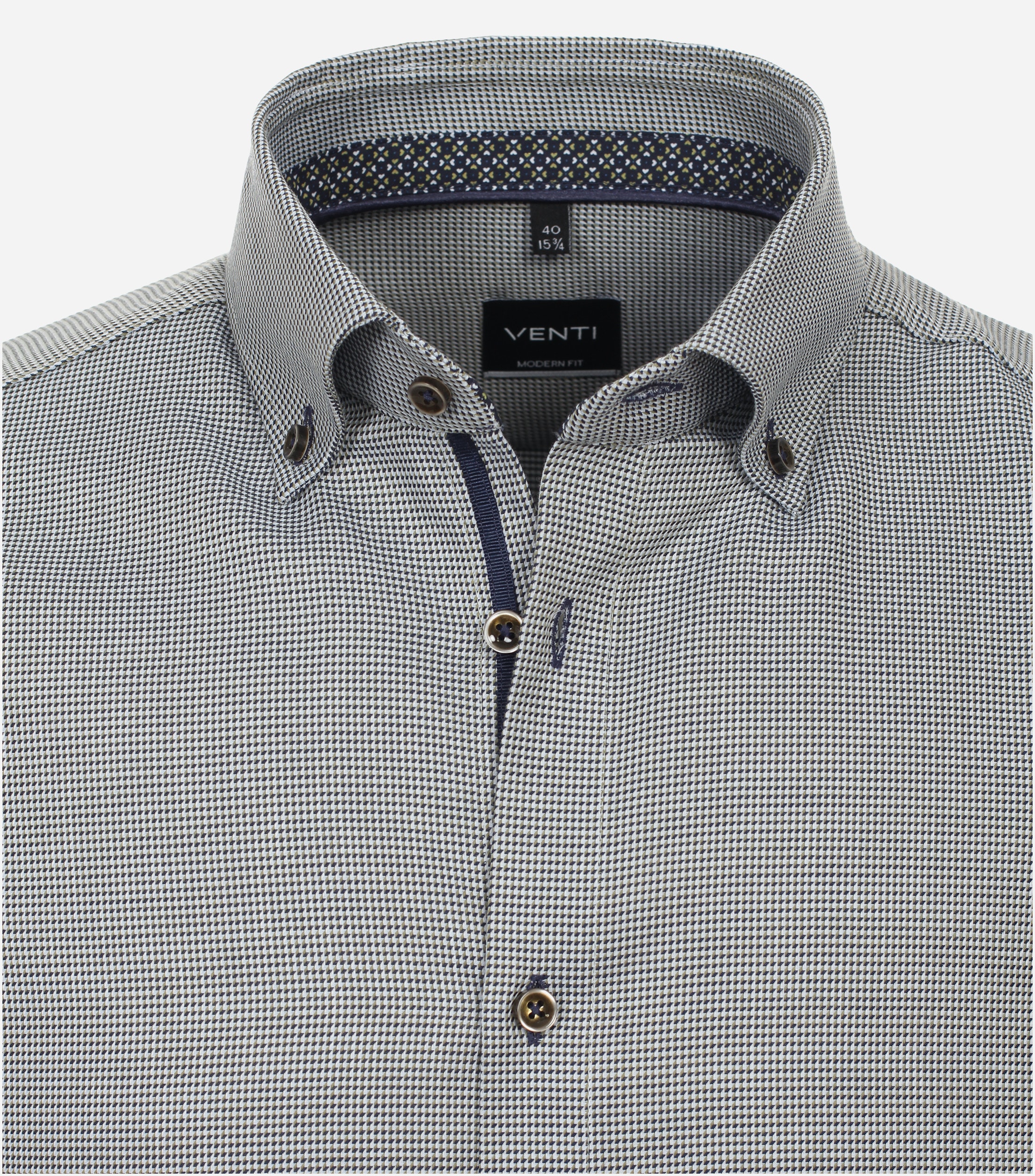 VENTI modern fit overhemd, dobby, groen