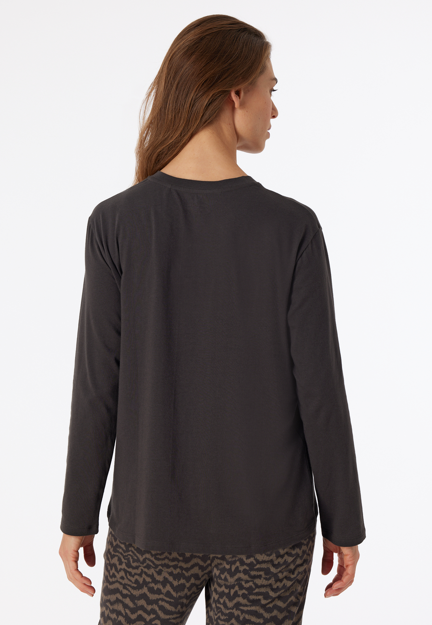 SCHIESSER Mix+Relax T-shirt, dames shirt lange mouwen antraciet