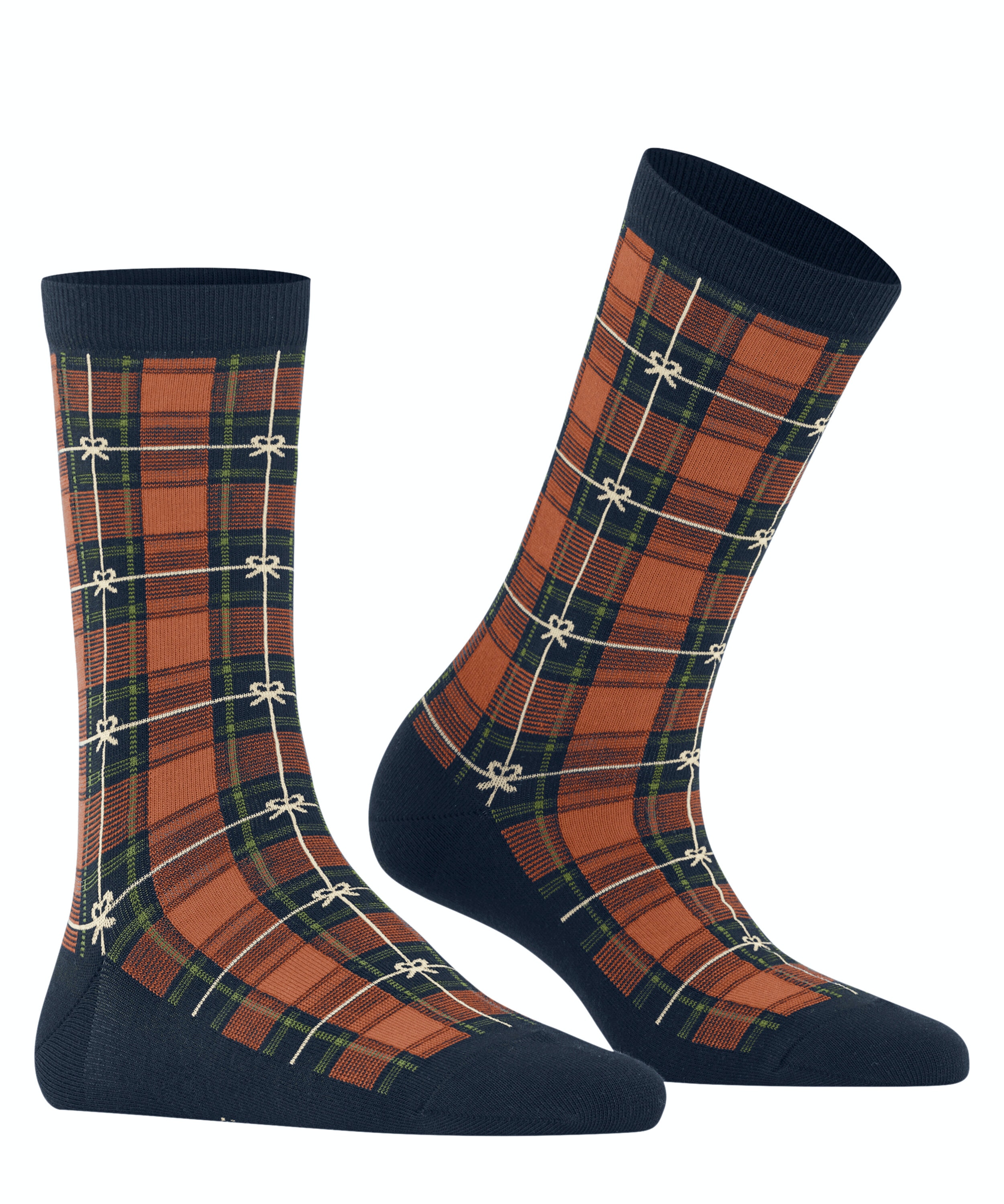 Burlington X-Mas Tartan damessokken, blauw (marine)