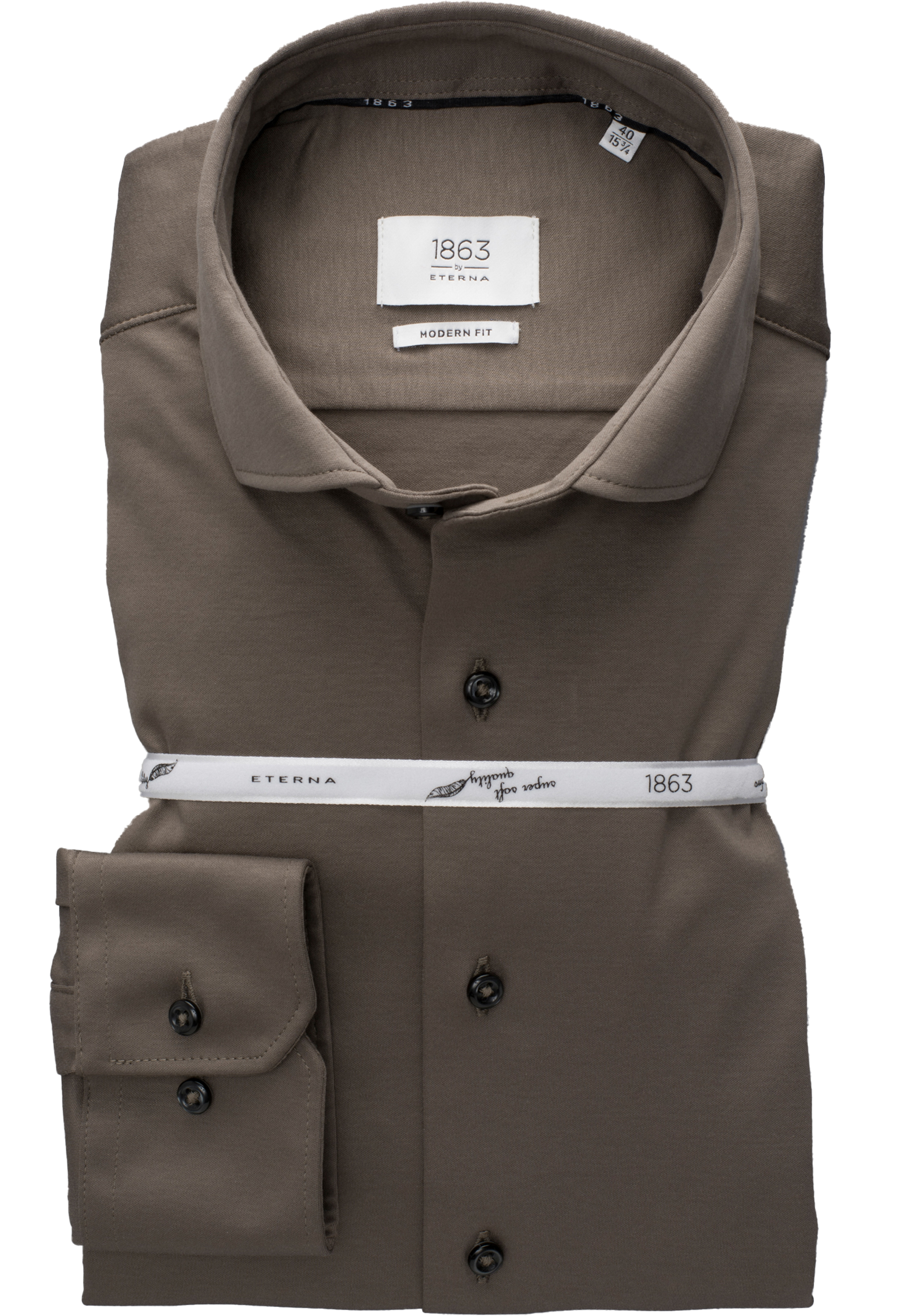 ETERNA modern fit overhemd, jersey, taupe