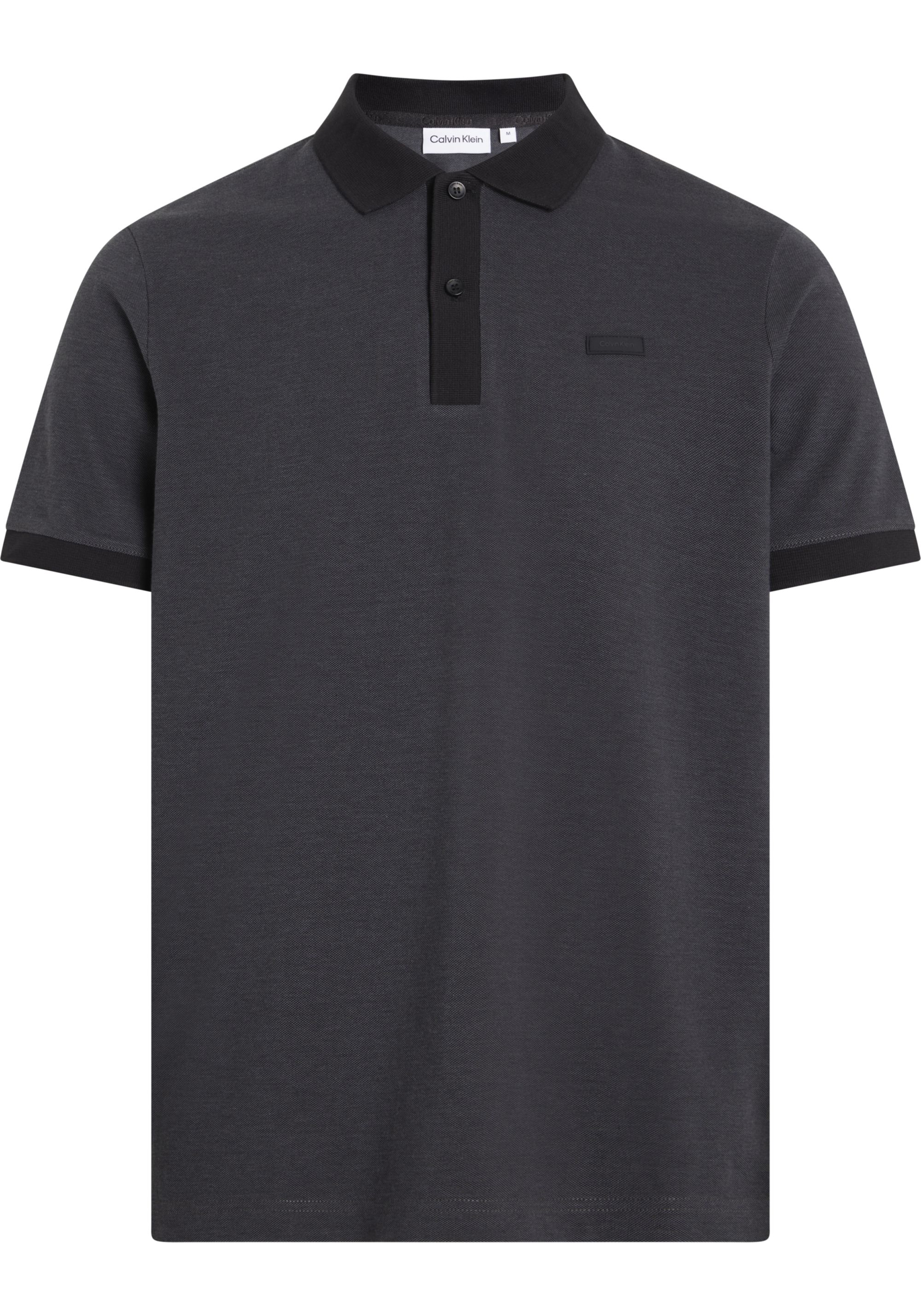 Calvin Klein Two Tone Micro Structure Slim Polo, heren poloshirt, antraciet grijs melange