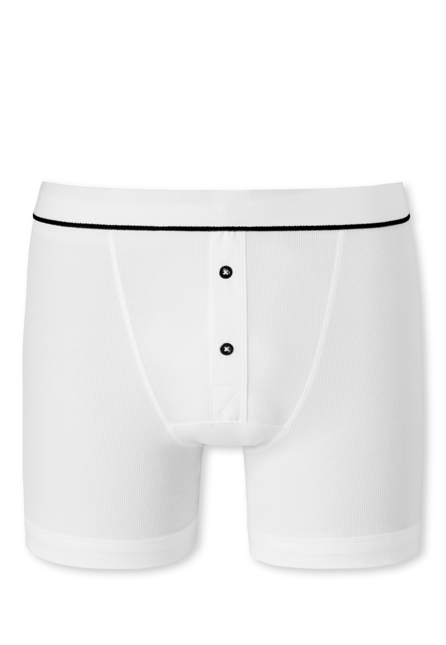 SCHIESSER Retro Rib boxer (1-pack), heren short dubbelrib biologisch katoen wit
