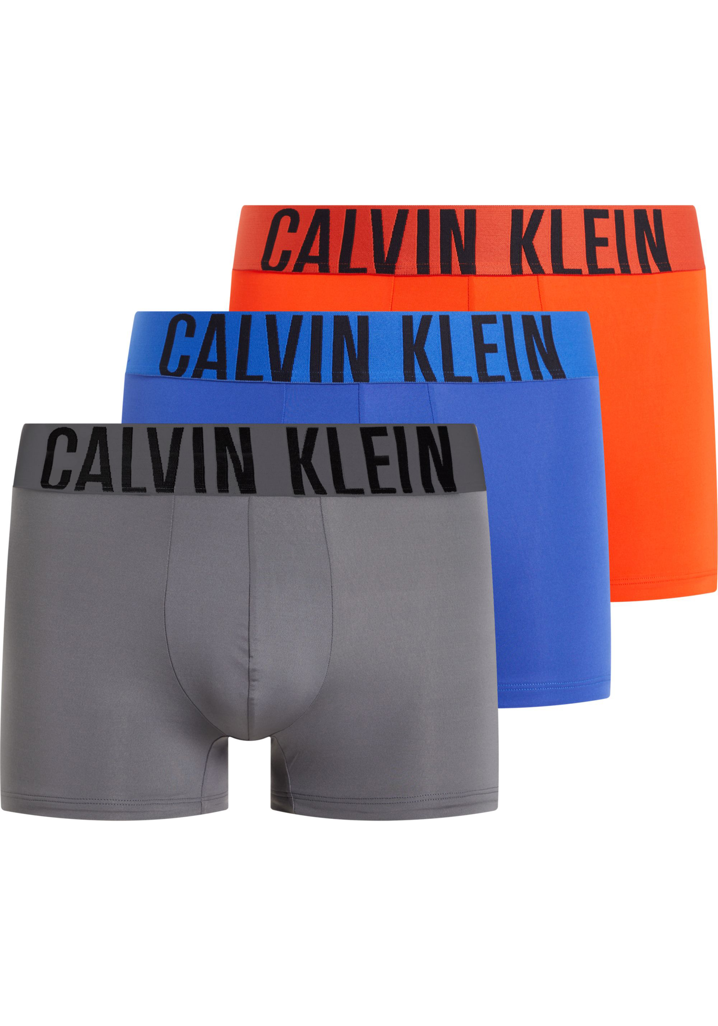 Calvin Klein Trunk (3-pack), heren boxers normale lengte, kobaltblauw, oranje, grijs