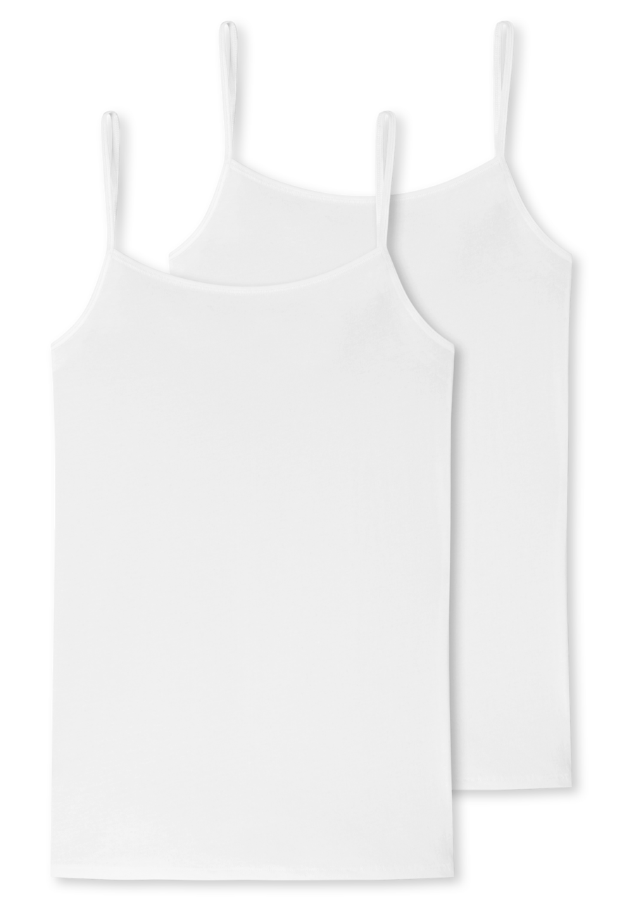 SCHIESSER 95/5 singlet (2-pack), dames spaghettitop biologisch katoen wit
