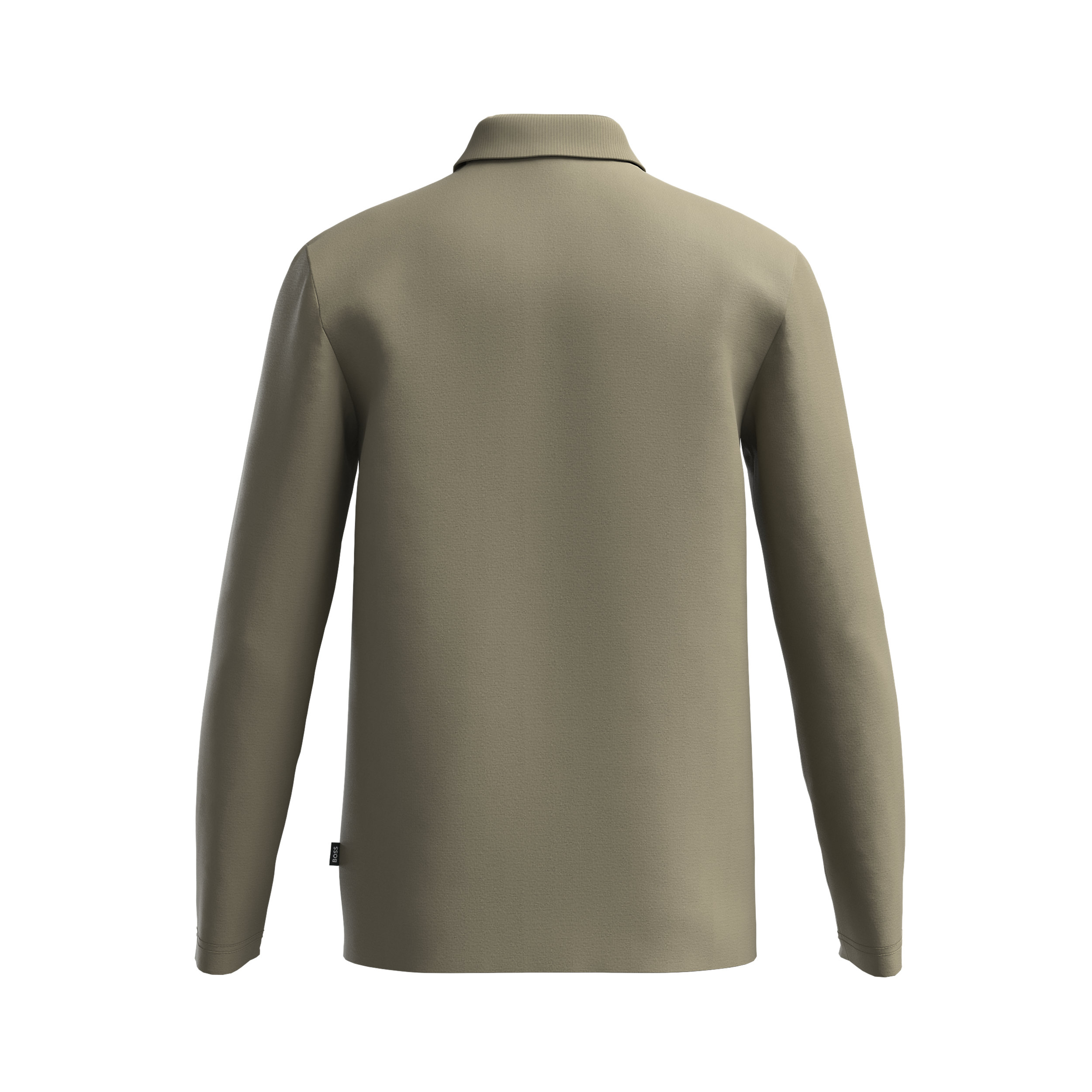 BOSS Pado regular fit polo lange mouw, jersey, olijfgroen